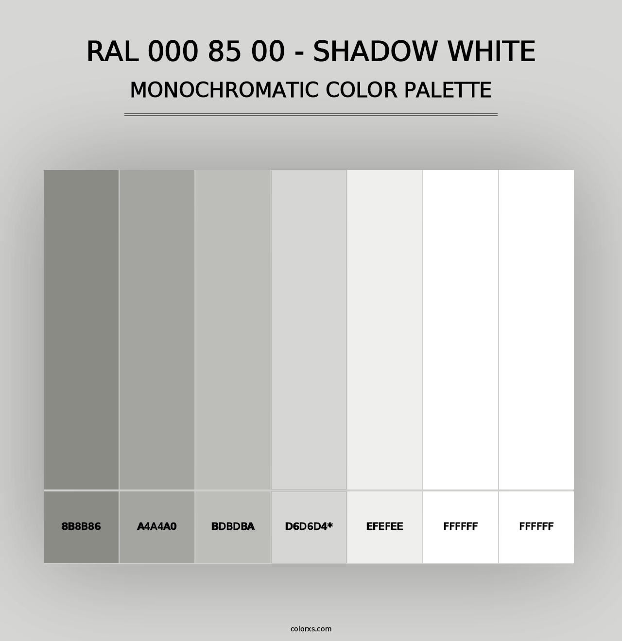 RAL 000 85 00 - Shadow White - Monochromatic Color Palette