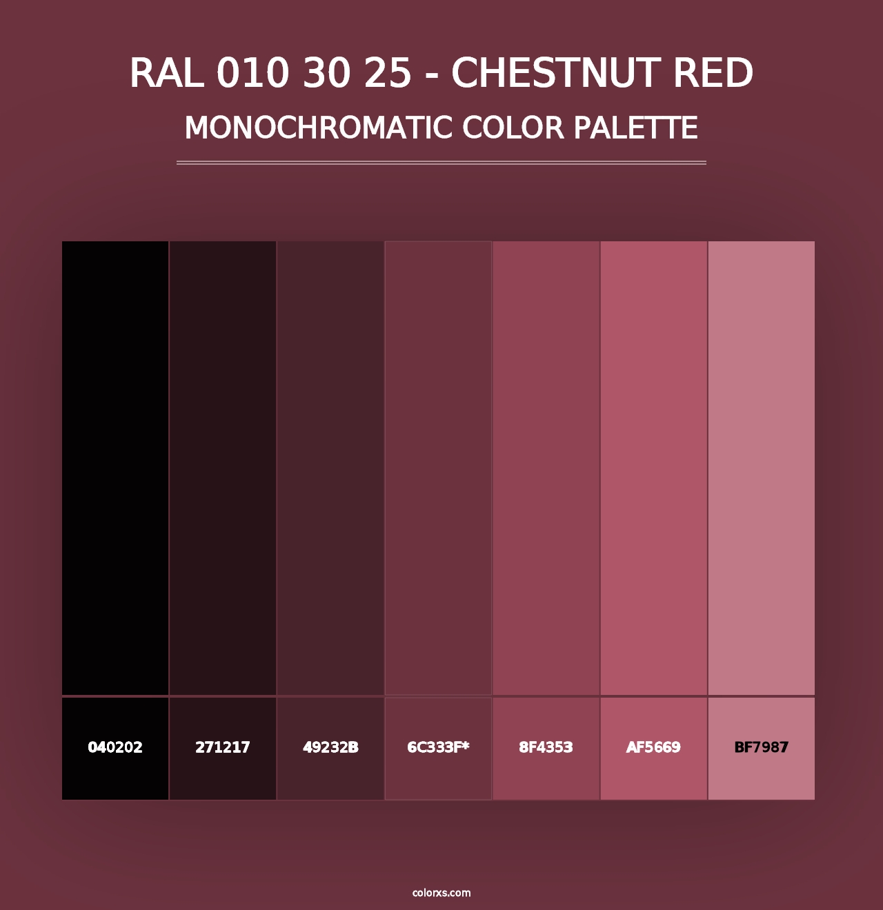 RAL 010 30 25 - Chestnut Red - Monochromatic Color Palette