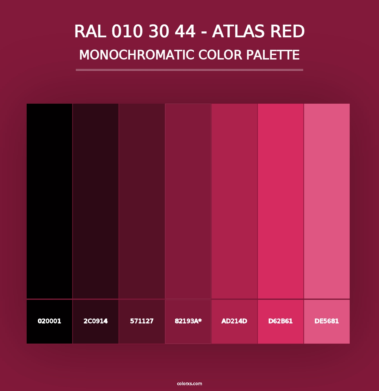 RAL 010 30 44 - Atlas Red - Monochromatic Color Palette