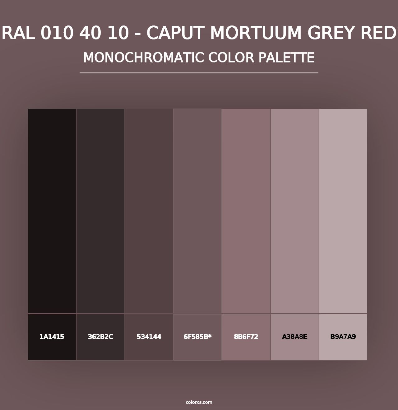 RAL 010 40 10 - Caput Mortuum Grey Red - Monochromatic Color Palette