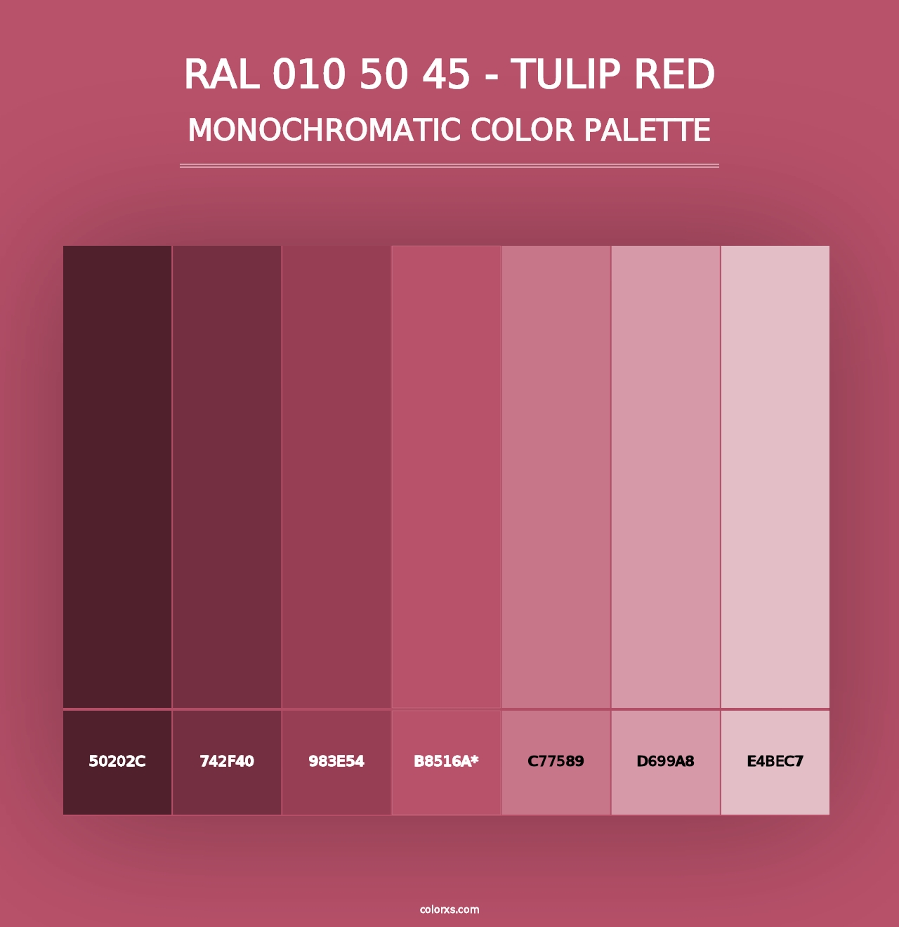 RAL 010 50 45 - Tulip Red - Monochromatic Color Palette