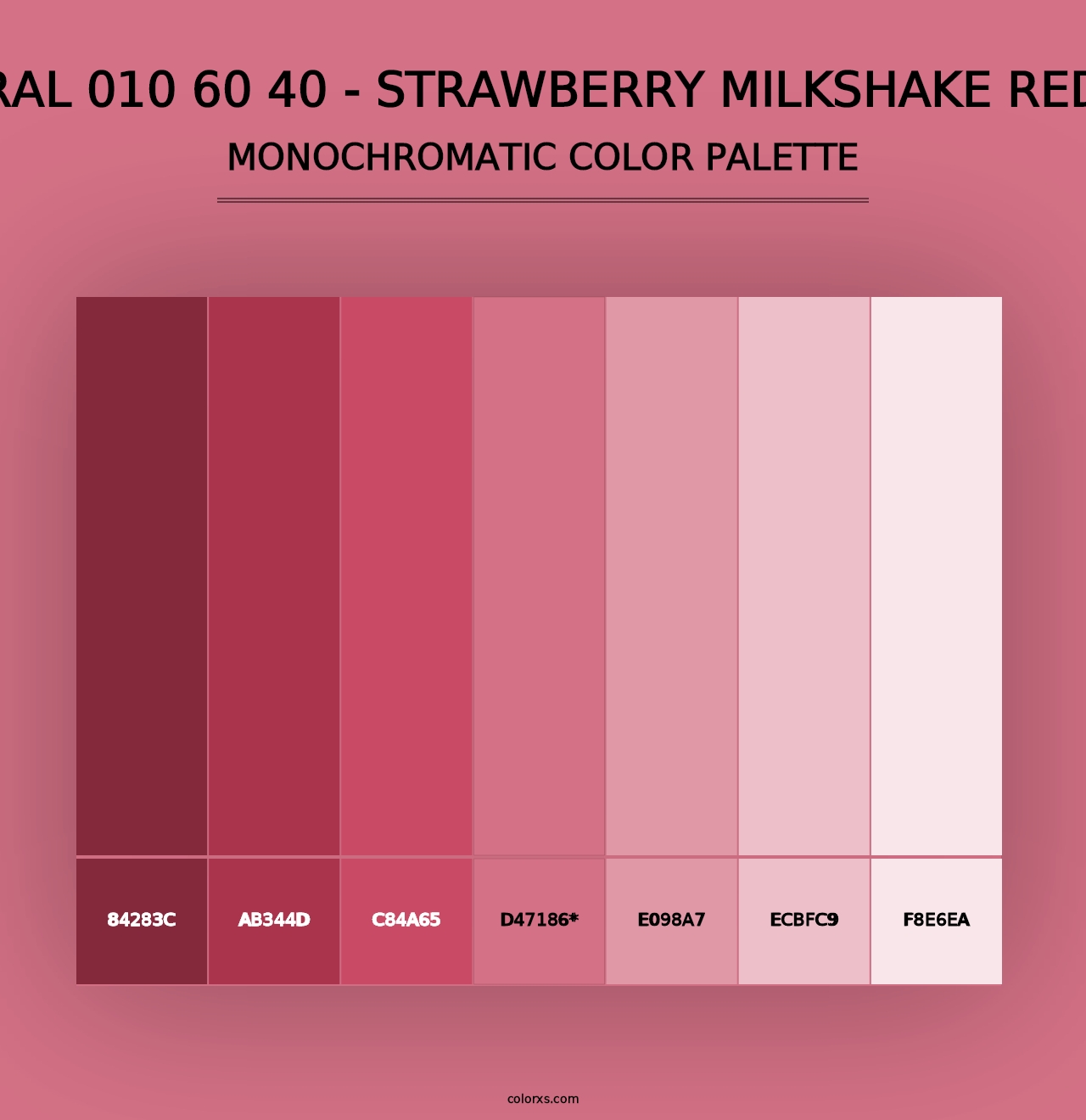 RAL 010 60 40 - Strawberry Milkshake Red - Monochromatic Color Palette