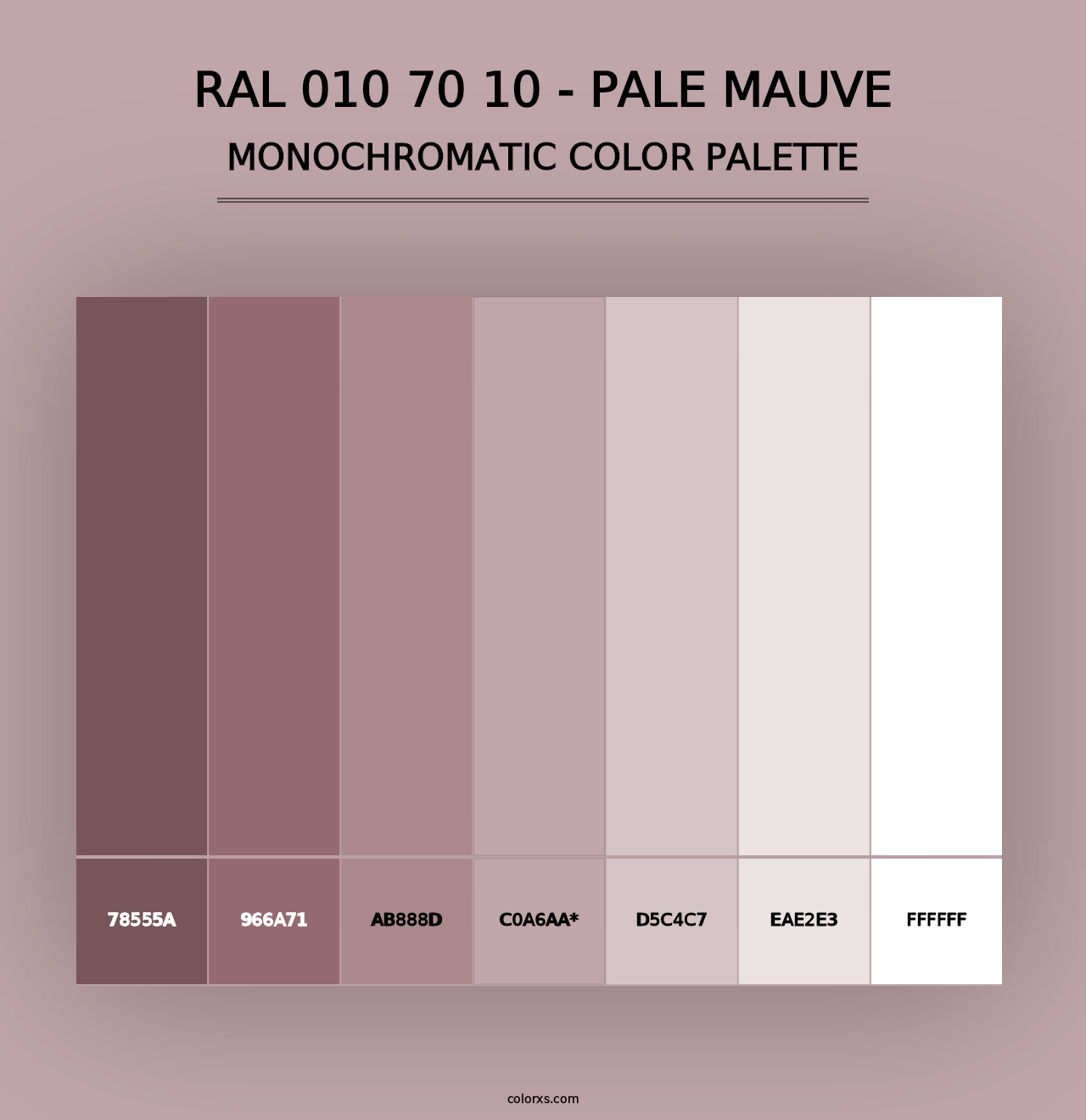 RAL 010 70 10 - Pale Mauve - Monochromatic Color Palette