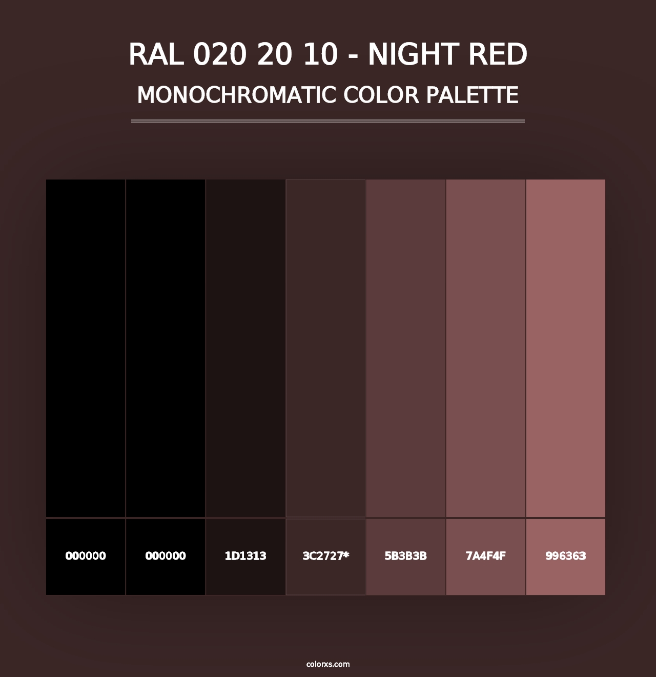 RAL 020 20 10 - Night Red - Monochromatic Color Palette