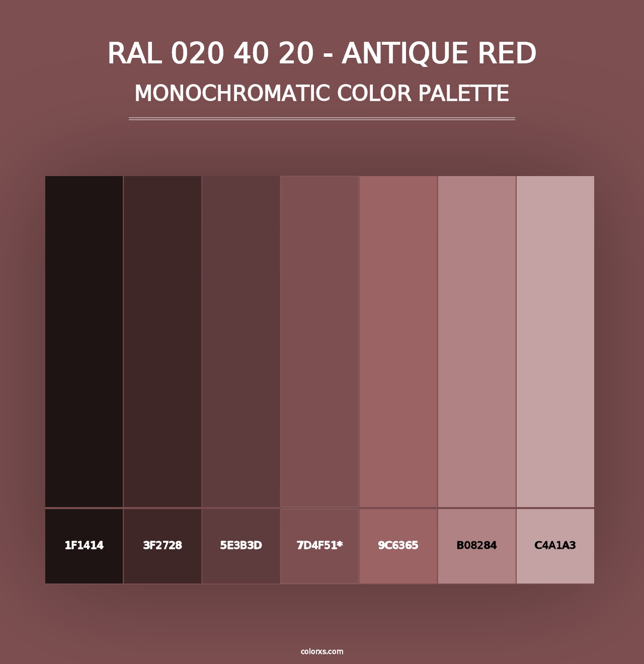 RAL 020 40 20 - Antique Red - Monochromatic Color Palette