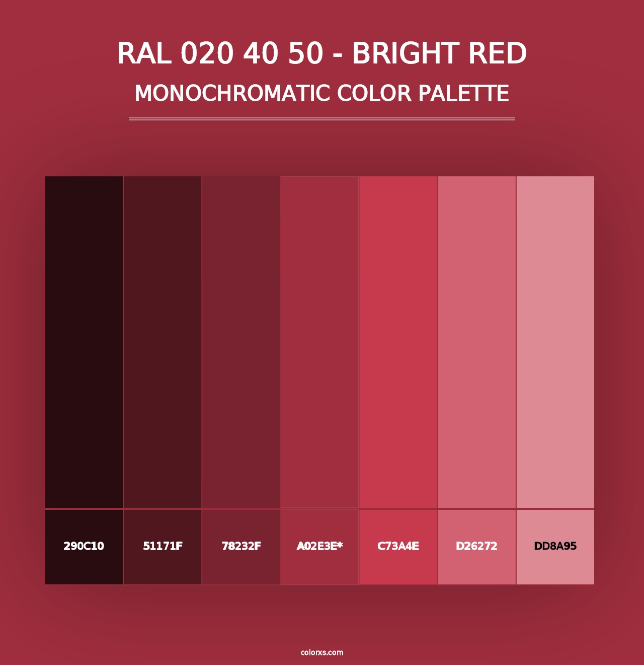 RAL 020 40 50 - Bright Red - Monochromatic Color Palette