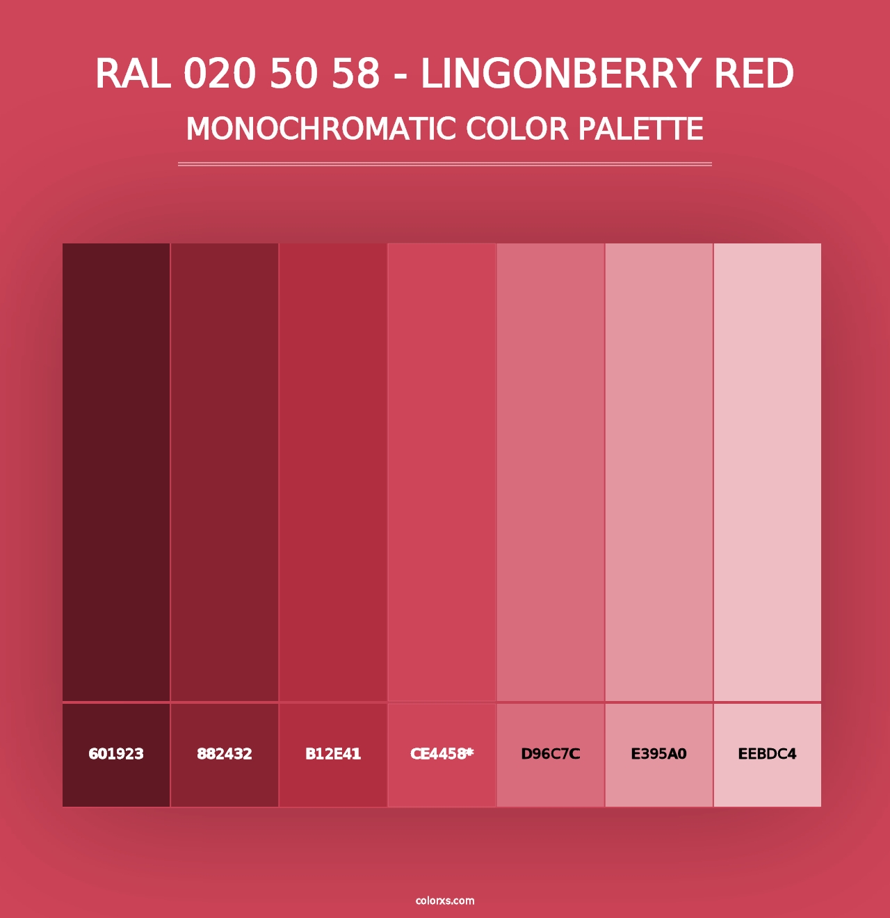 RAL 020 50 58 - Lingonberry Red - Monochromatic Color Palette