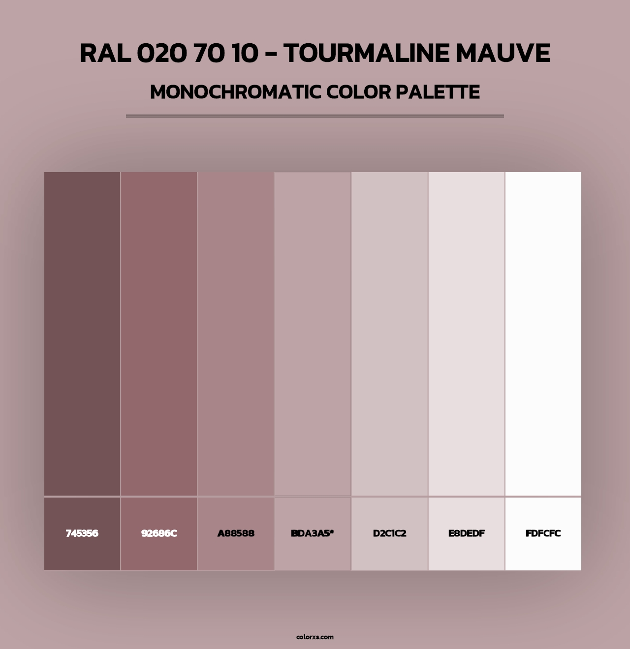 RAL 020 70 10 - Tourmaline Mauve - Monochromatic Color Palette