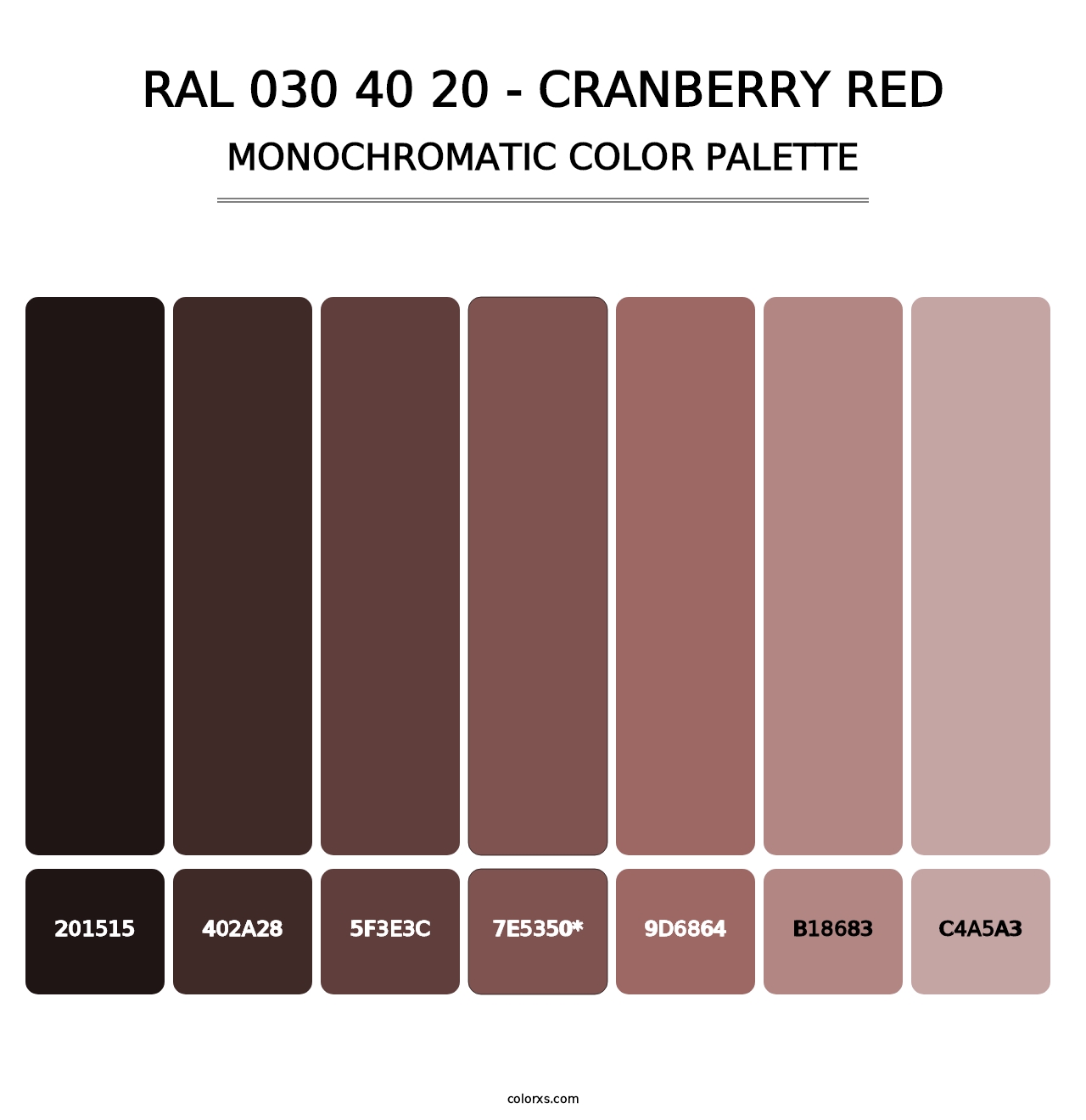 RAL 030 40 20 - Cranberry Red - Monochromatic Color Palette