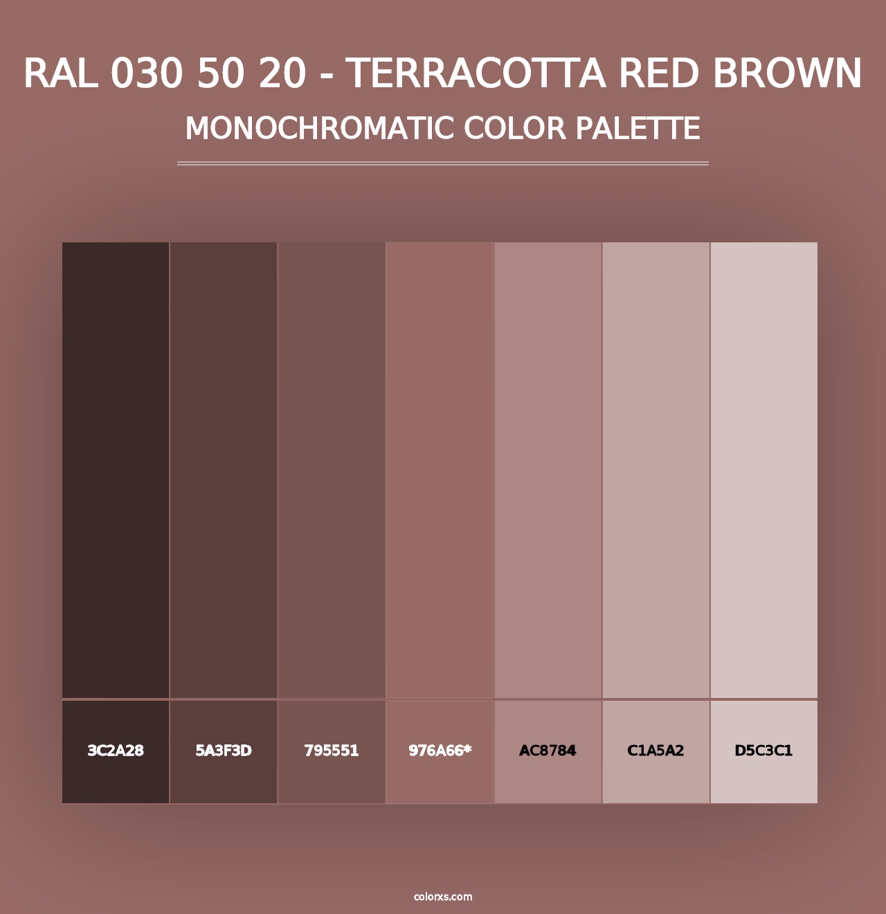 RAL 030 50 20 - Terracotta Red Brown - Monochromatic Color Palette