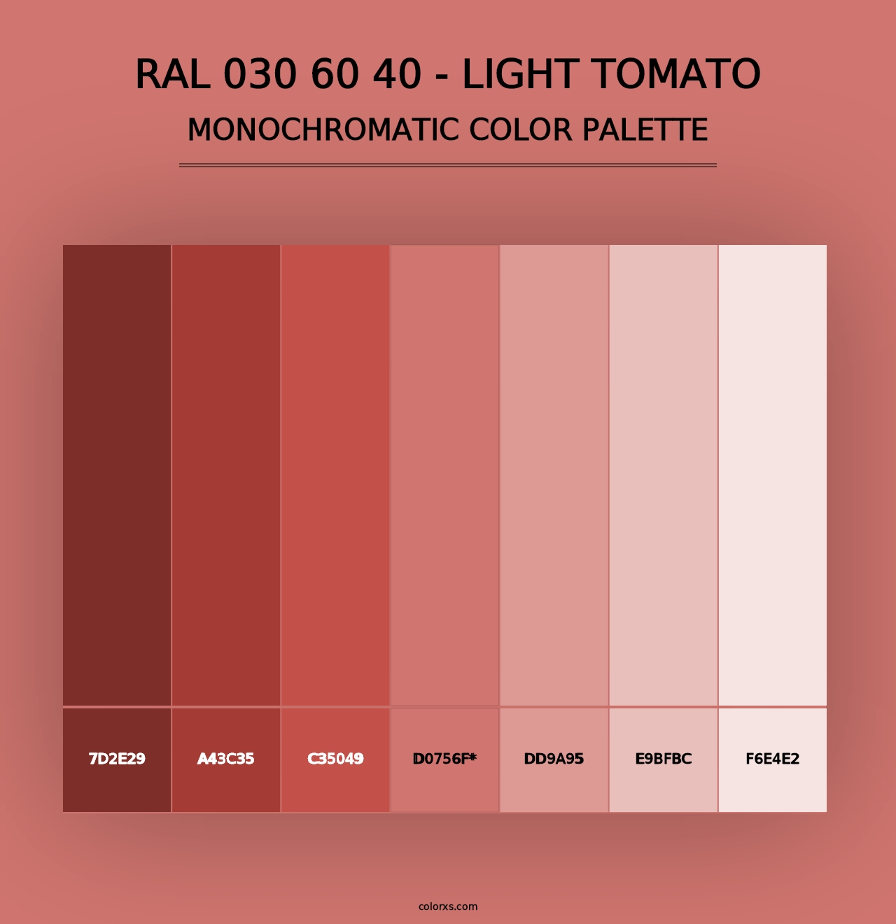 RAL 030 60 40 - Light Tomato - Monochromatic Color Palette