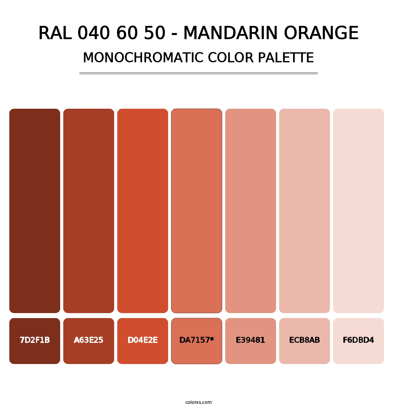 RAL 040 60 50 - Mandarin Orange - Monochromatic Color Palette