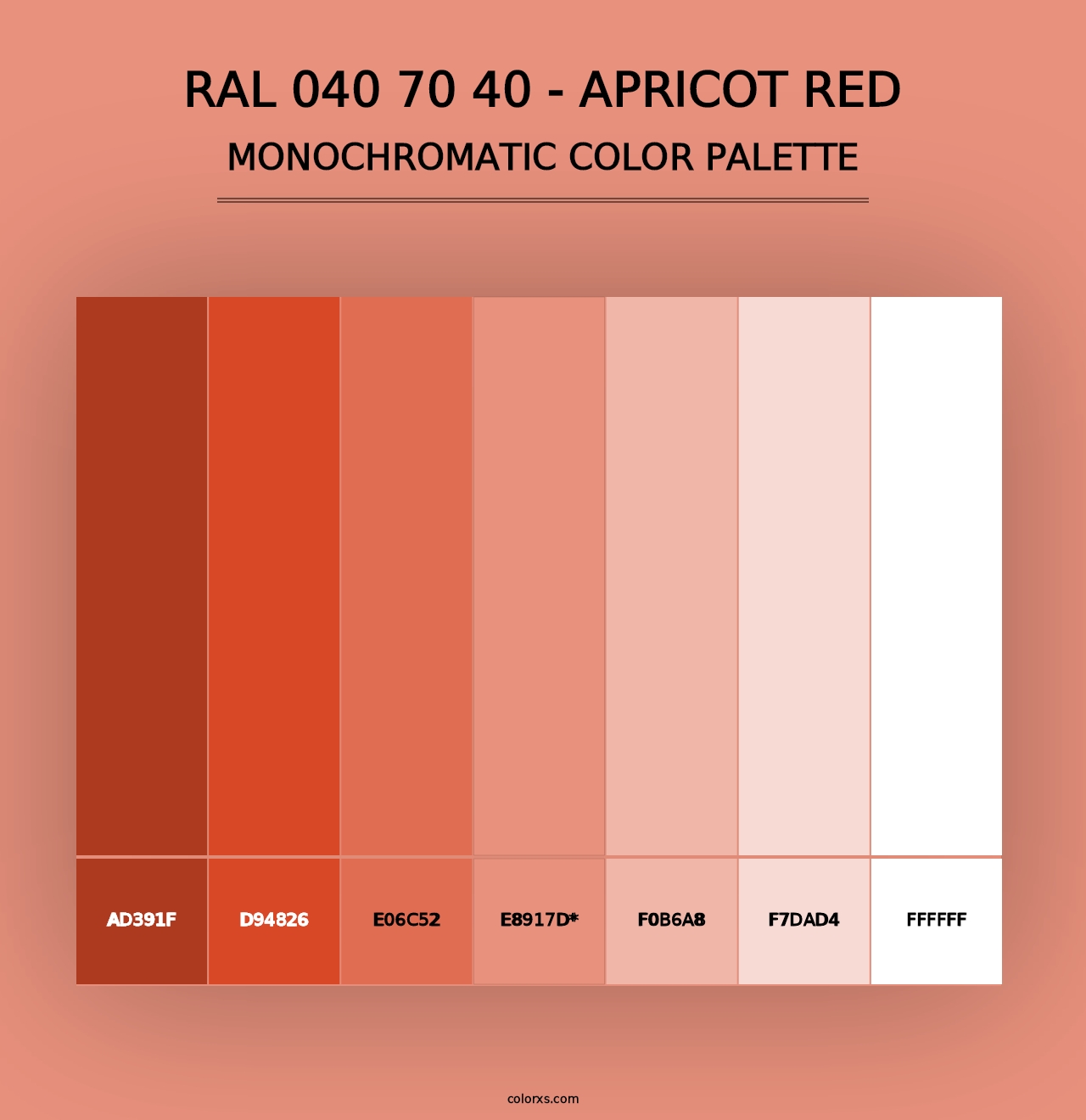 RAL 040 70 40 - Apricot Red - Monochromatic Color Palette