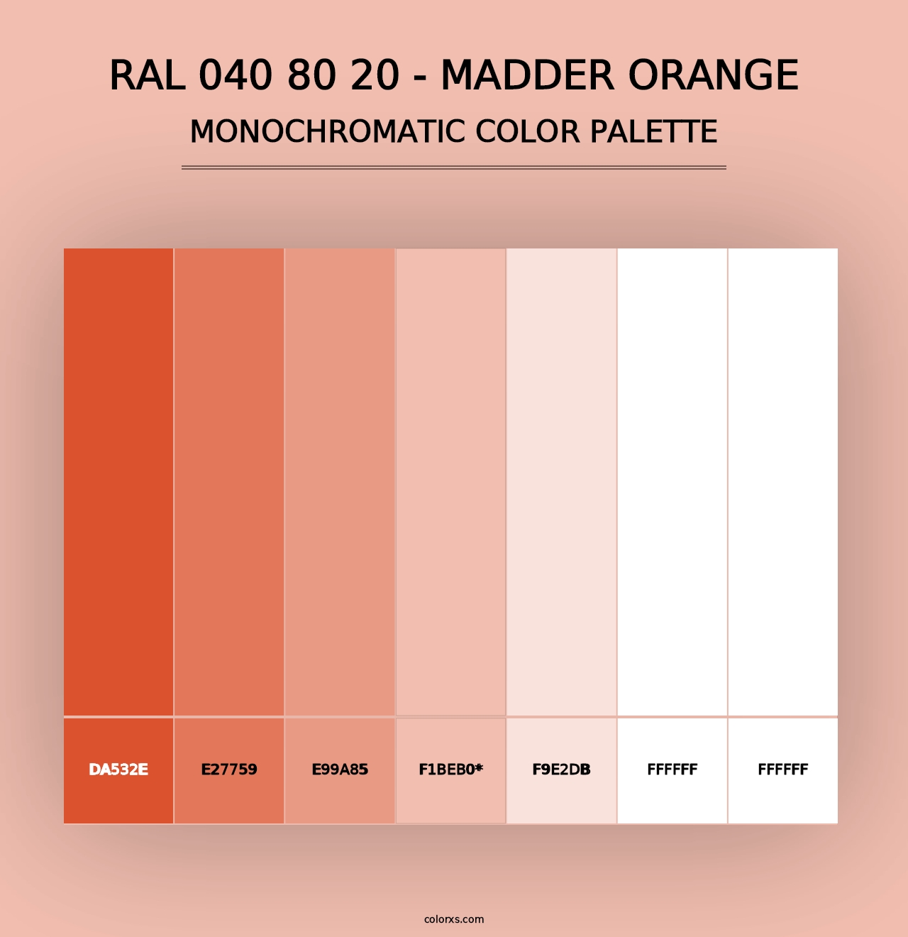 RAL 040 80 20 - Madder Orange - Monochromatic Color Palette