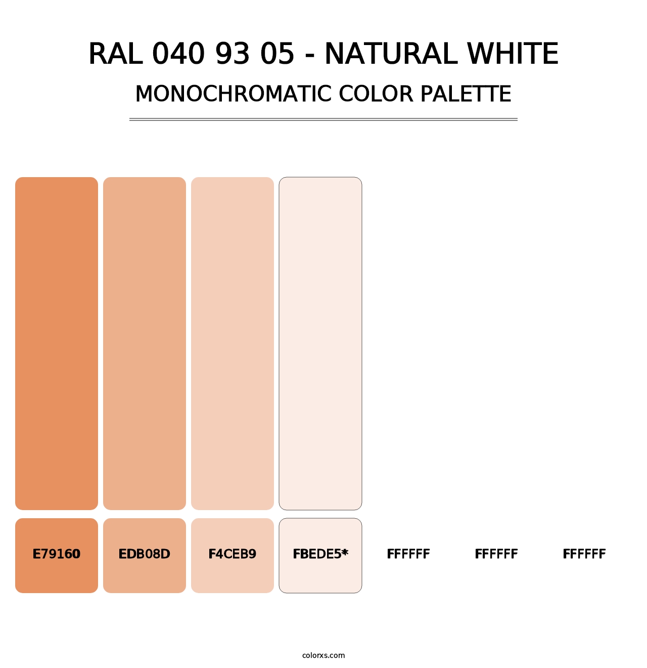 RAL 040 93 05 - Natural White - Monochromatic Color Palette