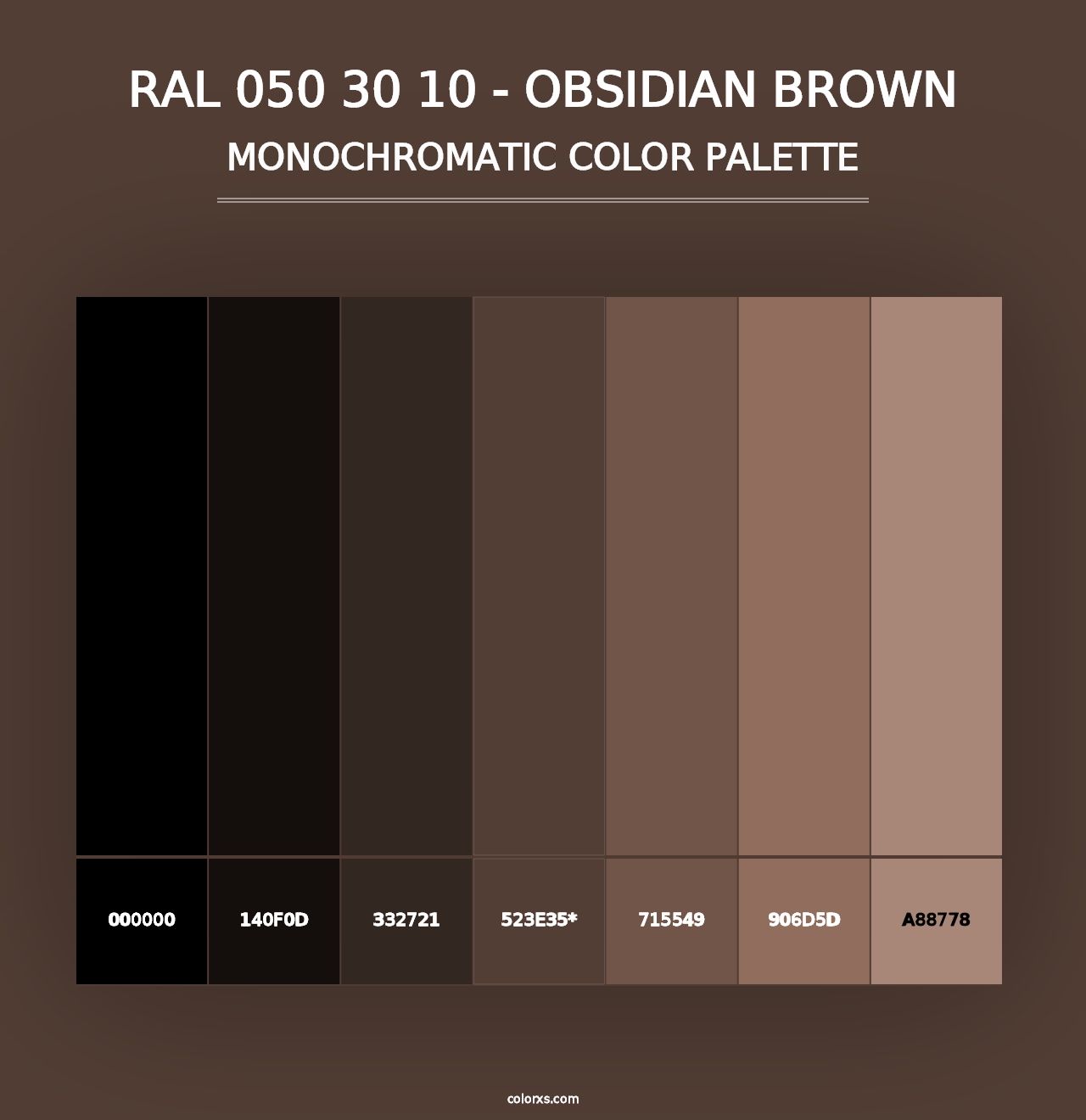 RAL 050 30 10 - Obsidian Brown - Monochromatic Color Palette