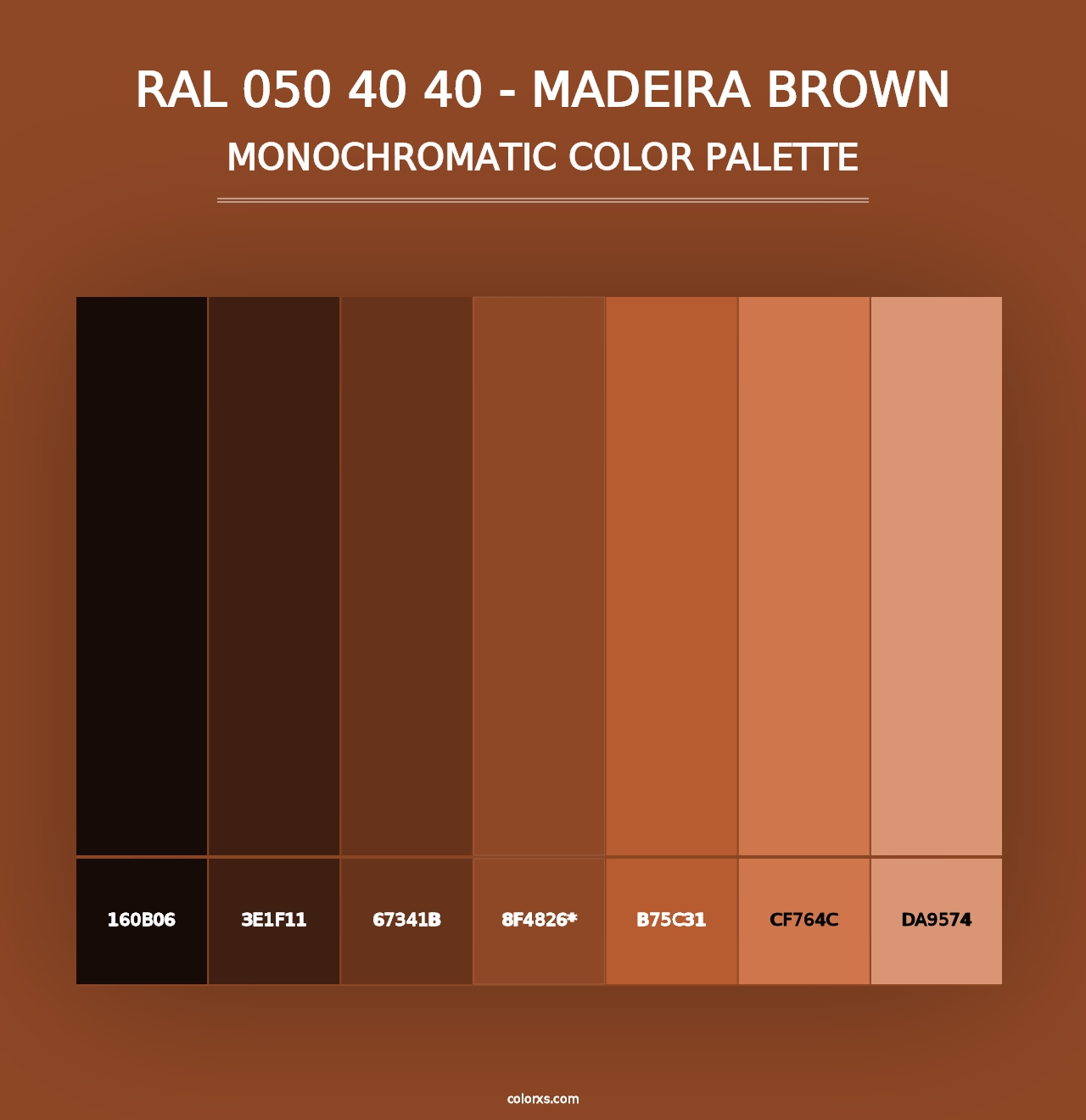 RAL 050 40 40 - Madeira Brown - Monochromatic Color Palette