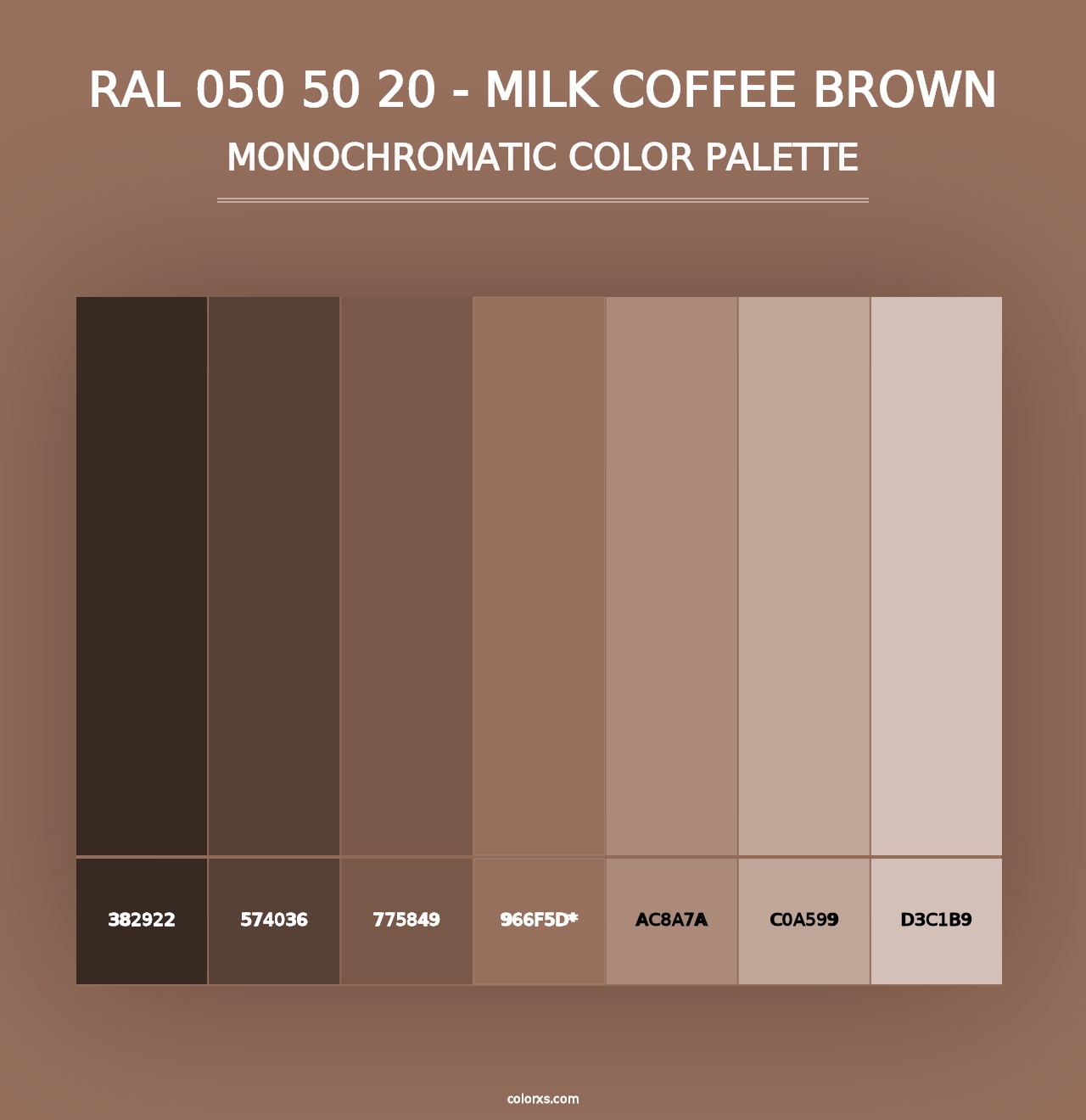 RAL 050 50 20 - Milk Coffee Brown - Monochromatic Color Palette