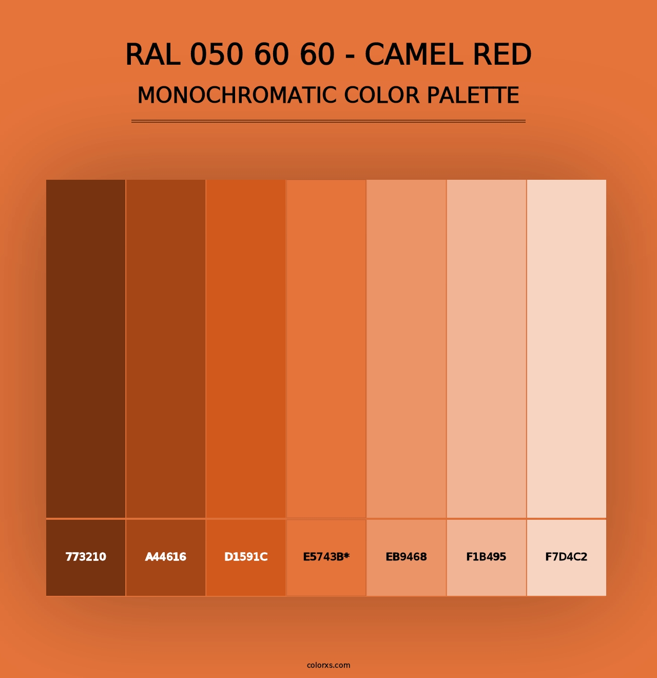 RAL 050 60 60 - Camel Red - Monochromatic Color Palette