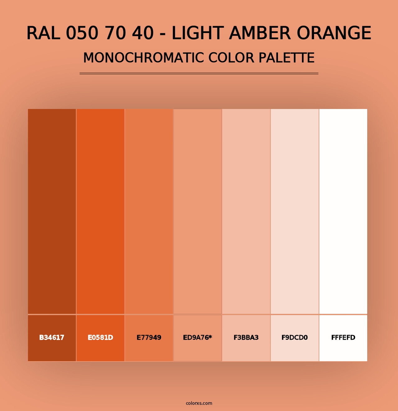 RAL 050 70 40 - Light Amber Orange - Monochromatic Color Palette