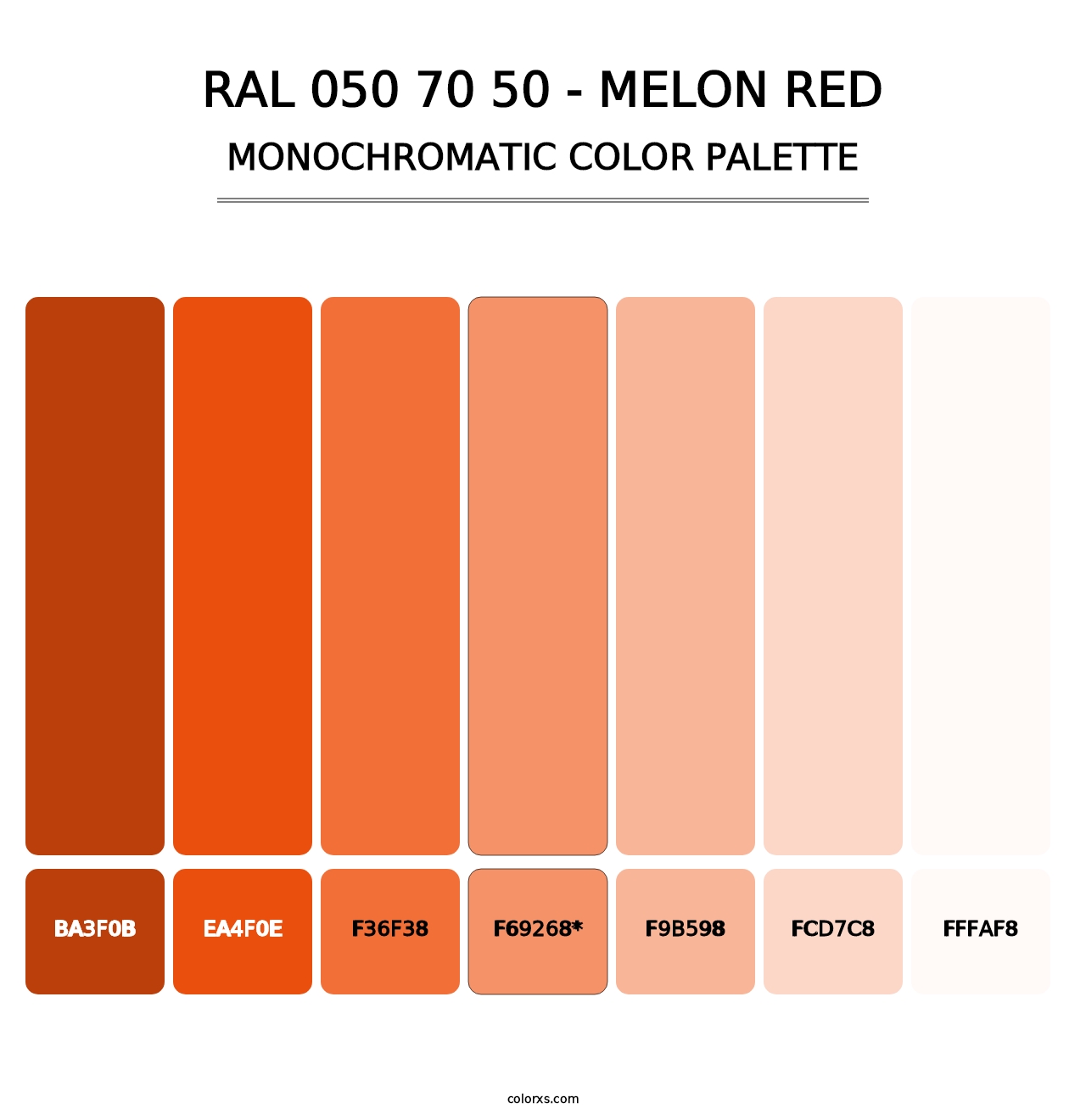 RAL 050 70 50 - Melon Red - Monochromatic Color Palette