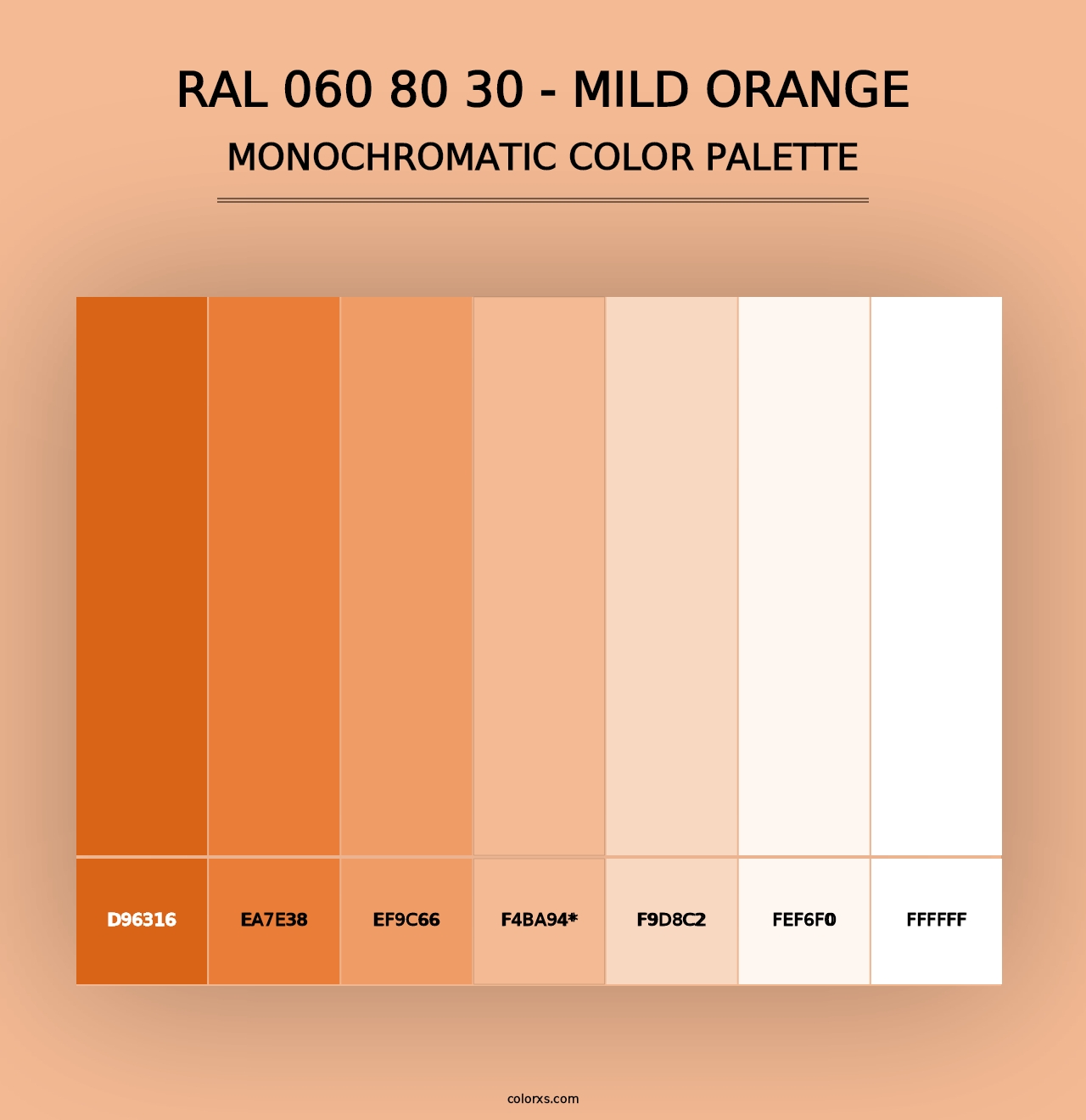 RAL 060 80 30 - Mild Orange - Monochromatic Color Palette