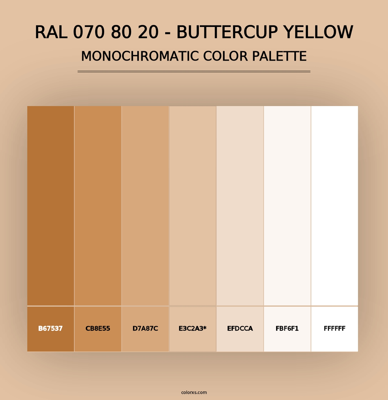 RAL 070 80 20 - Buttercup Yellow - Monochromatic Color Palette