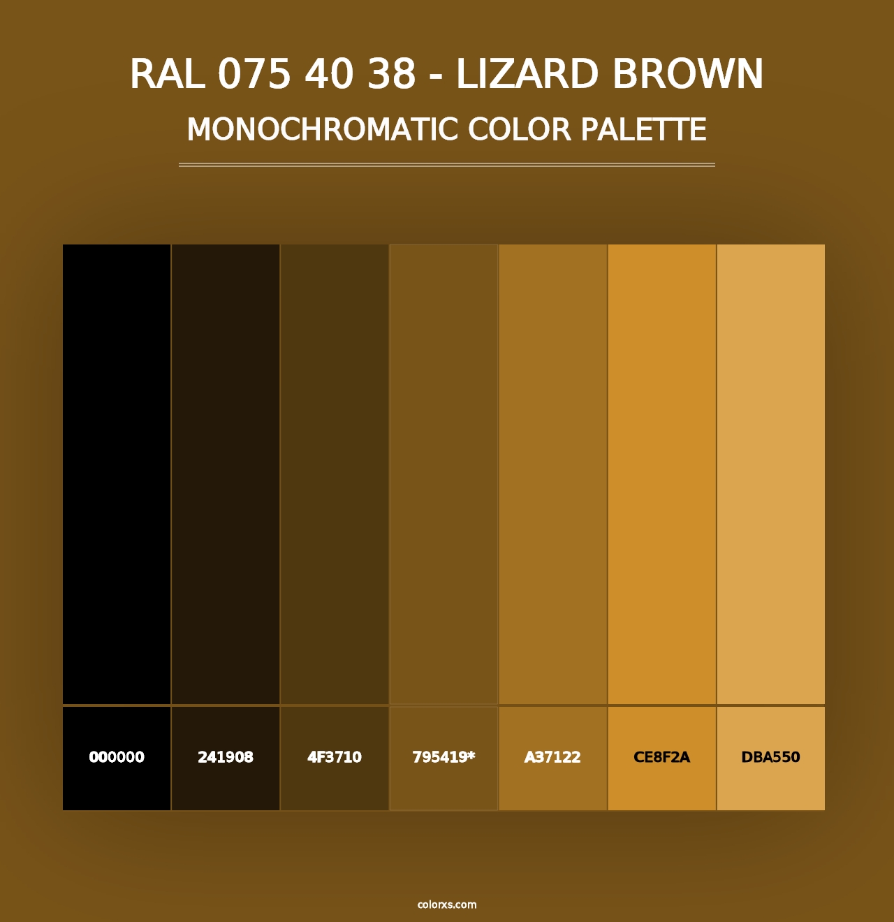 RAL 075 40 38 - Lizard Brown - Monochromatic Color Palette