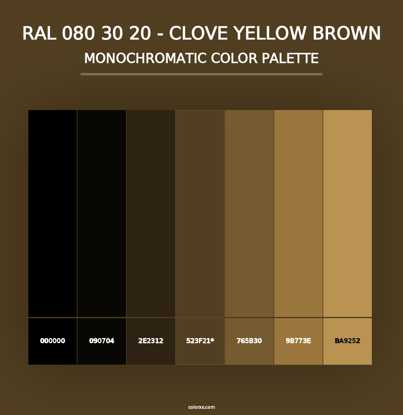 RAL 080 30 20 - Clove Yellow Brown - Monochromatic Color Palette