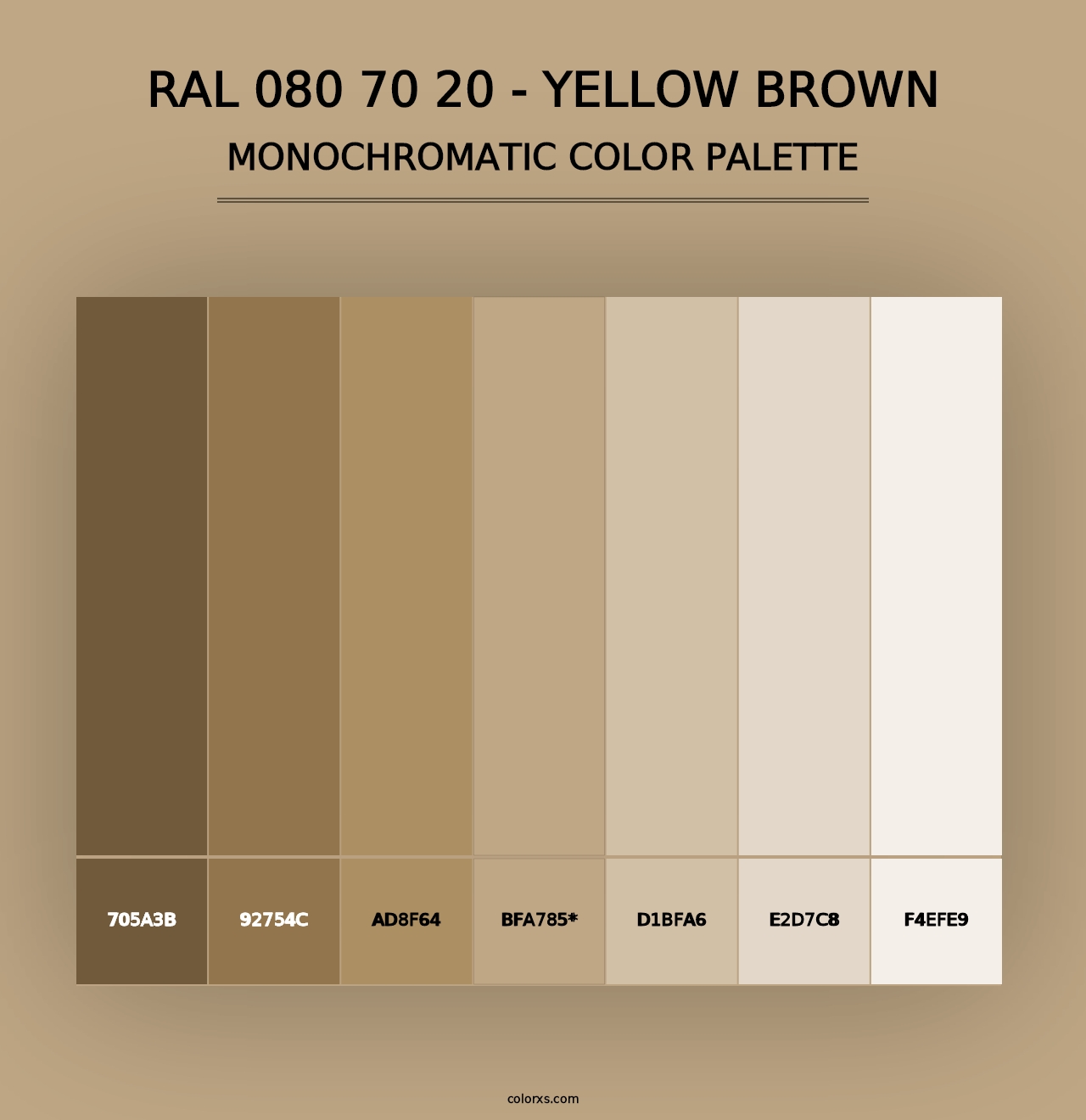 RAL 080 70 20 - Yellow Brown - Monochromatic Color Palette