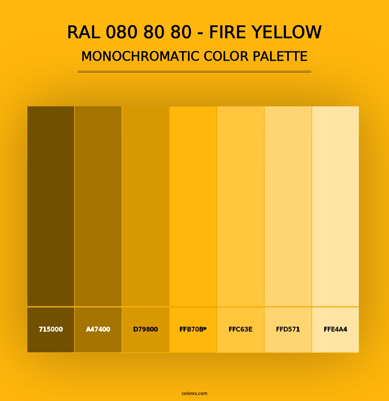 RAL 080 80 80 - Fire Yellow color palettes - colorxs.com