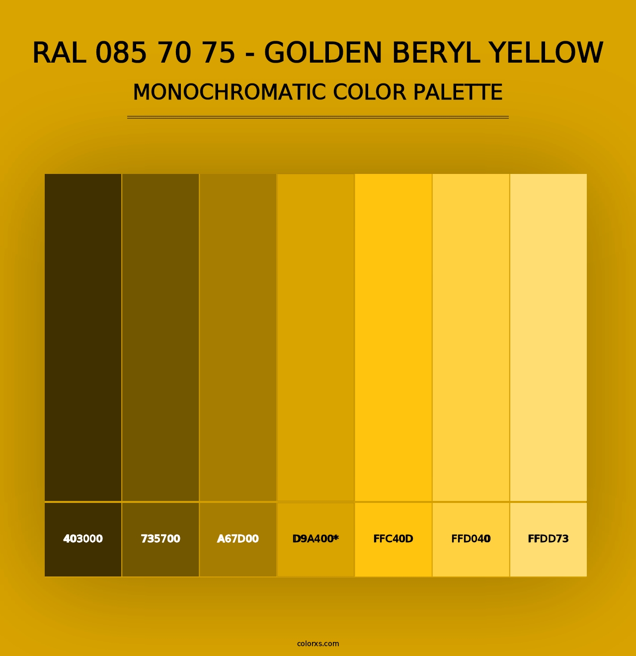 RAL 085 70 75 - Golden Beryl Yellow - Monochromatic Color Palette