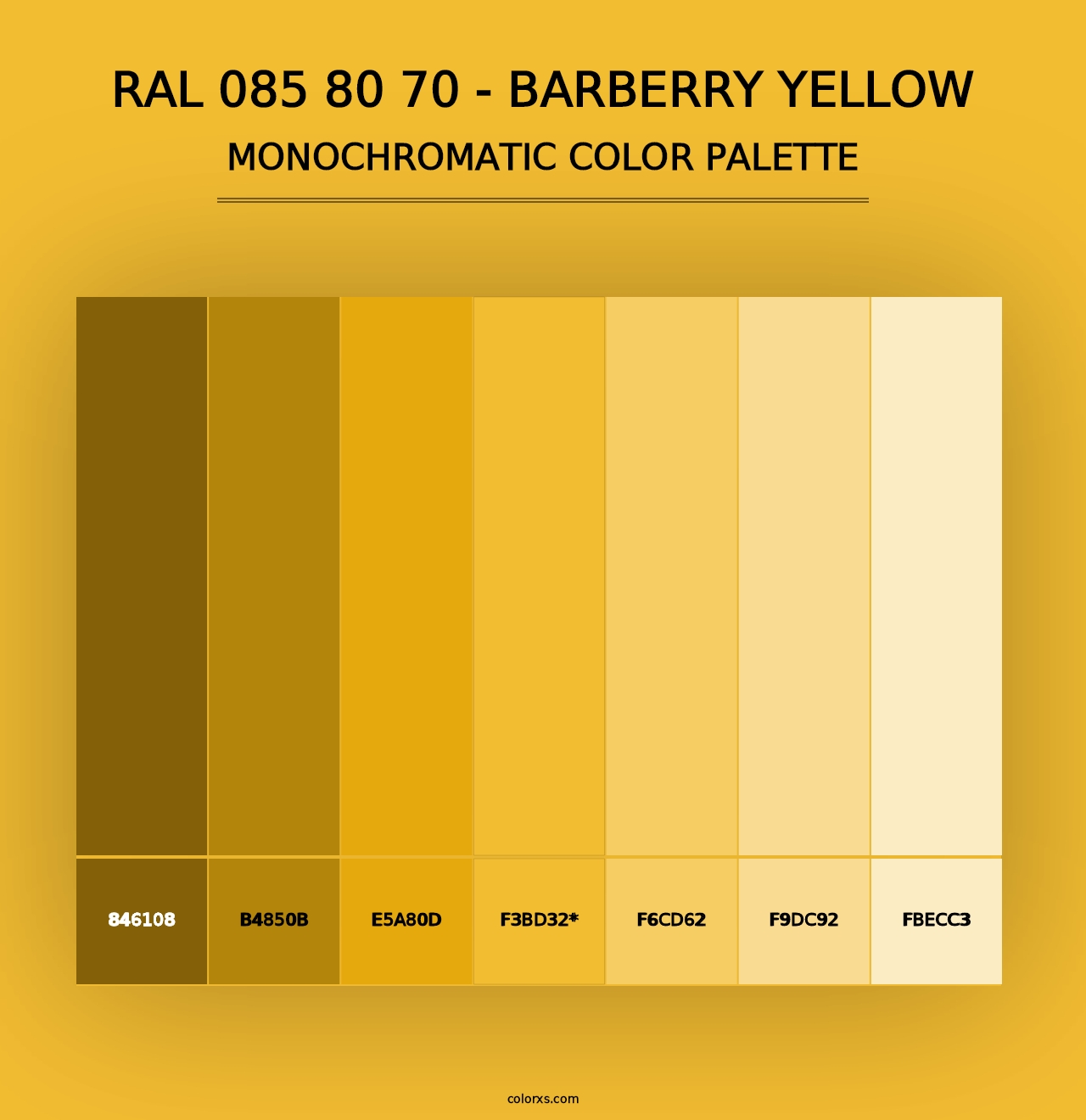 RAL 085 80 70 - Barberry Yellow - Monochromatic Color Palette