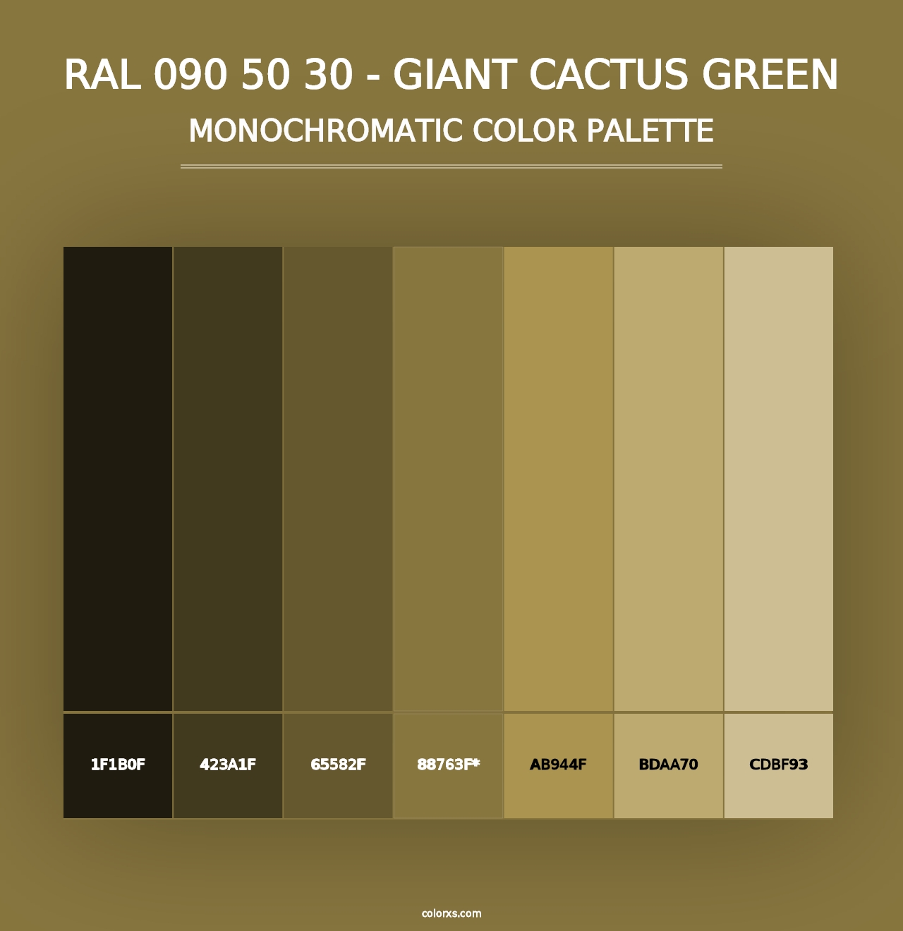 RAL 090 50 30 - Giant Cactus Green - Monochromatic Color Palette