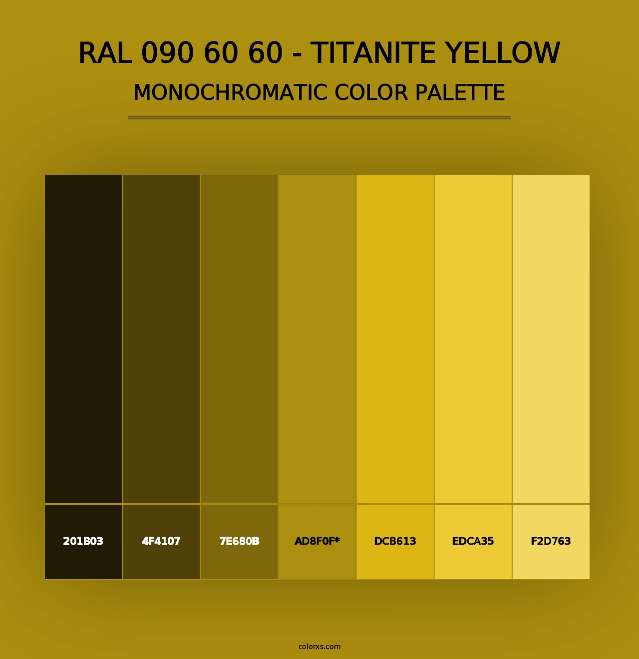 RAL 090 60 60 - Titanite Yellow - Monochromatic Color Palette