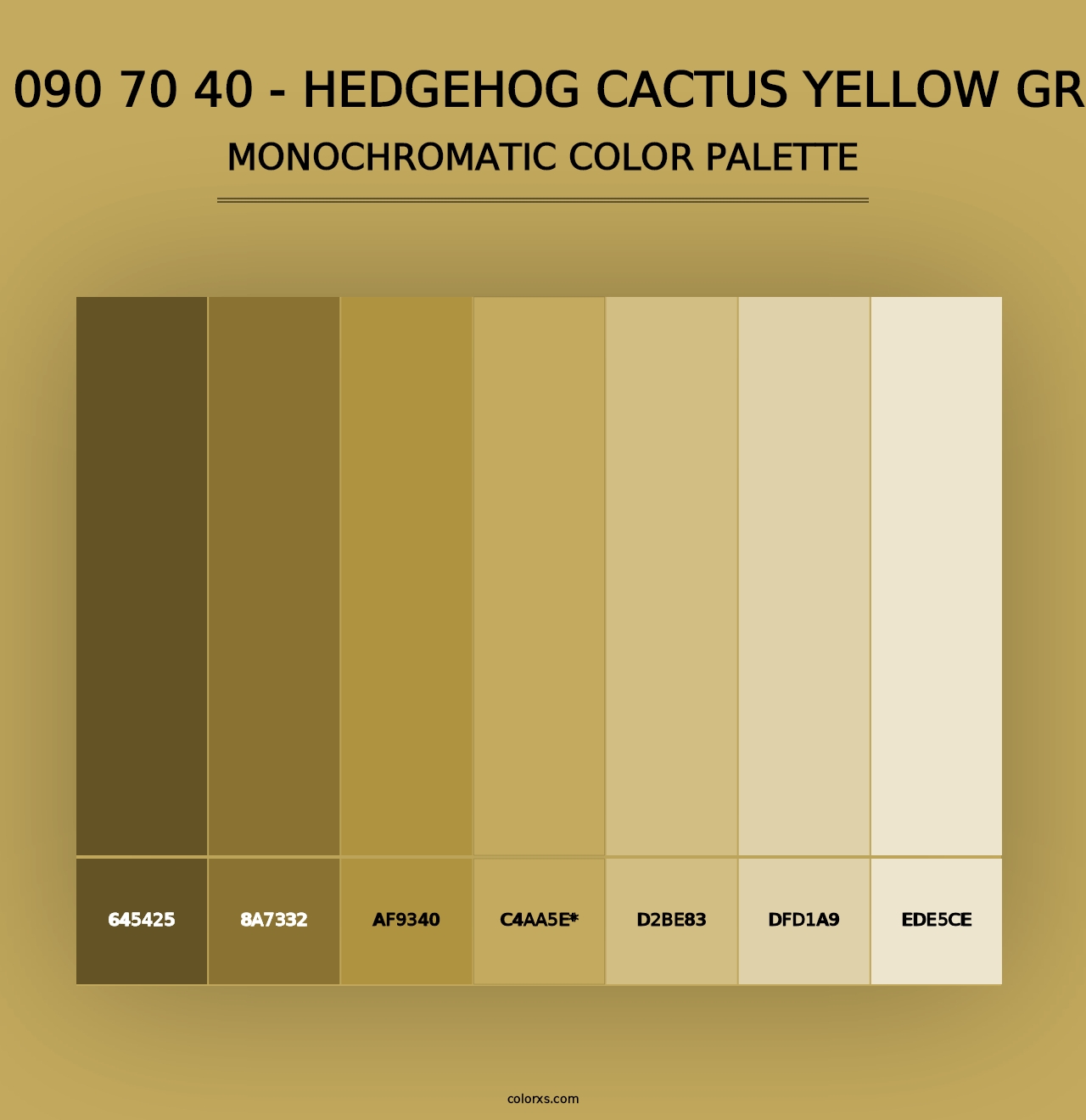 RAL 090 70 40 - Hedgehog Cactus Yellow Green - Monochromatic Color Palette