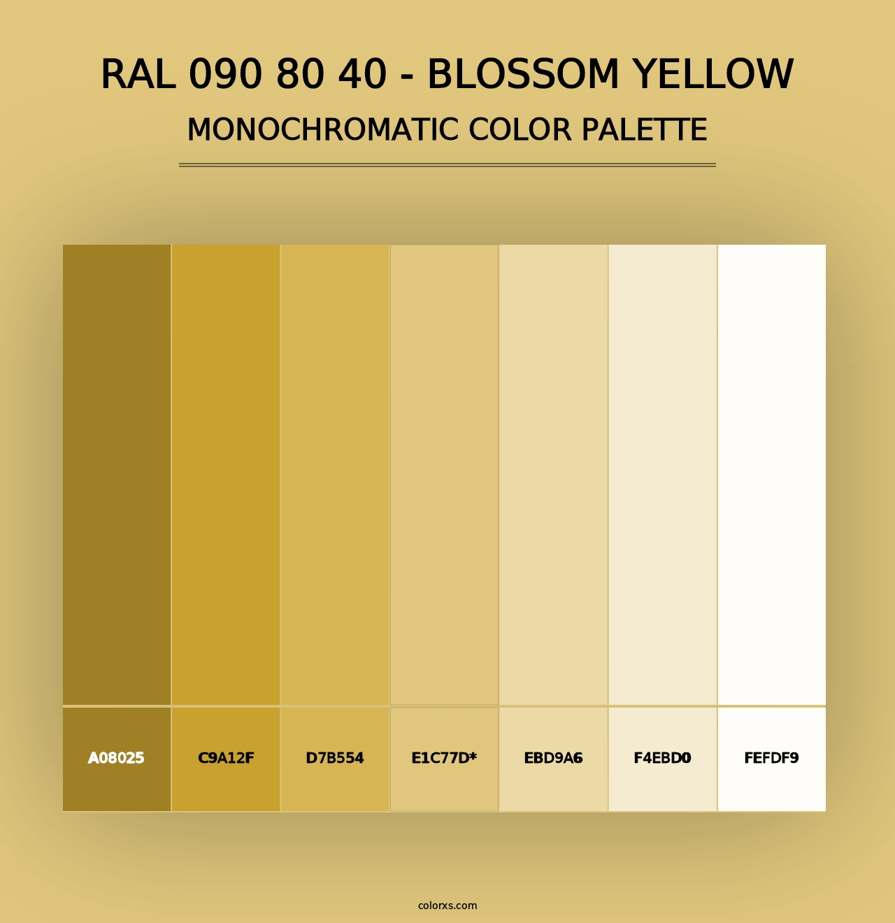 RAL 090 80 40 - Blossom Yellow - Monochromatic Color Palette