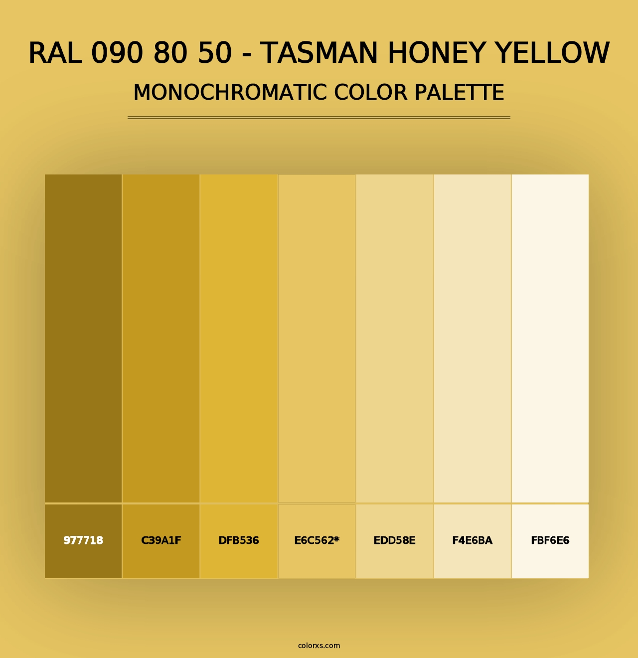 RAL 090 80 50 - Tasman Honey Yellow - Monochromatic Color Palette