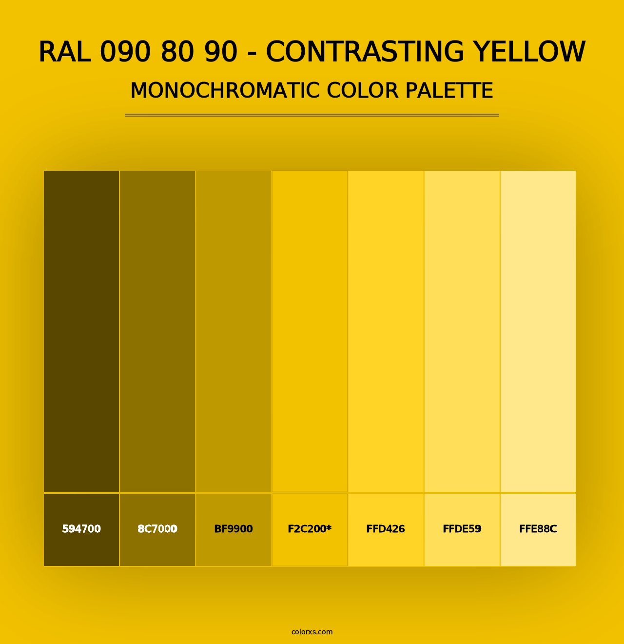 RAL 090 80 90 - Contrasting Yellow - Monochromatic Color Palette