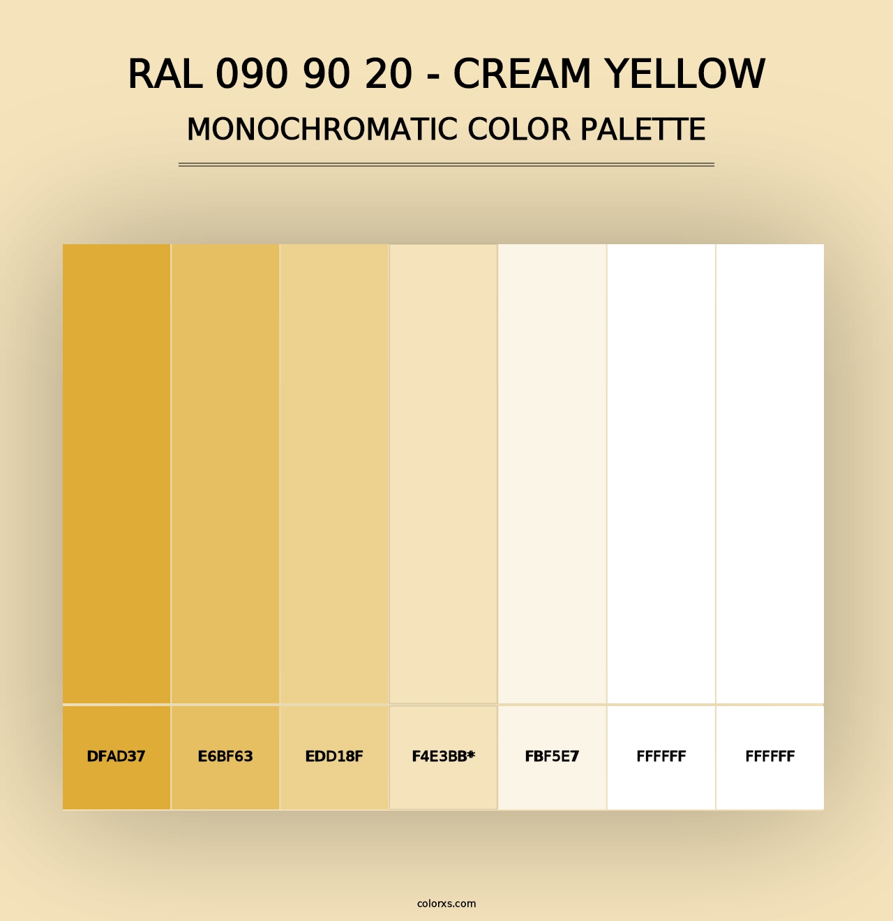 RAL 090 90 20 - Cream Yellow - Monochromatic Color Palette