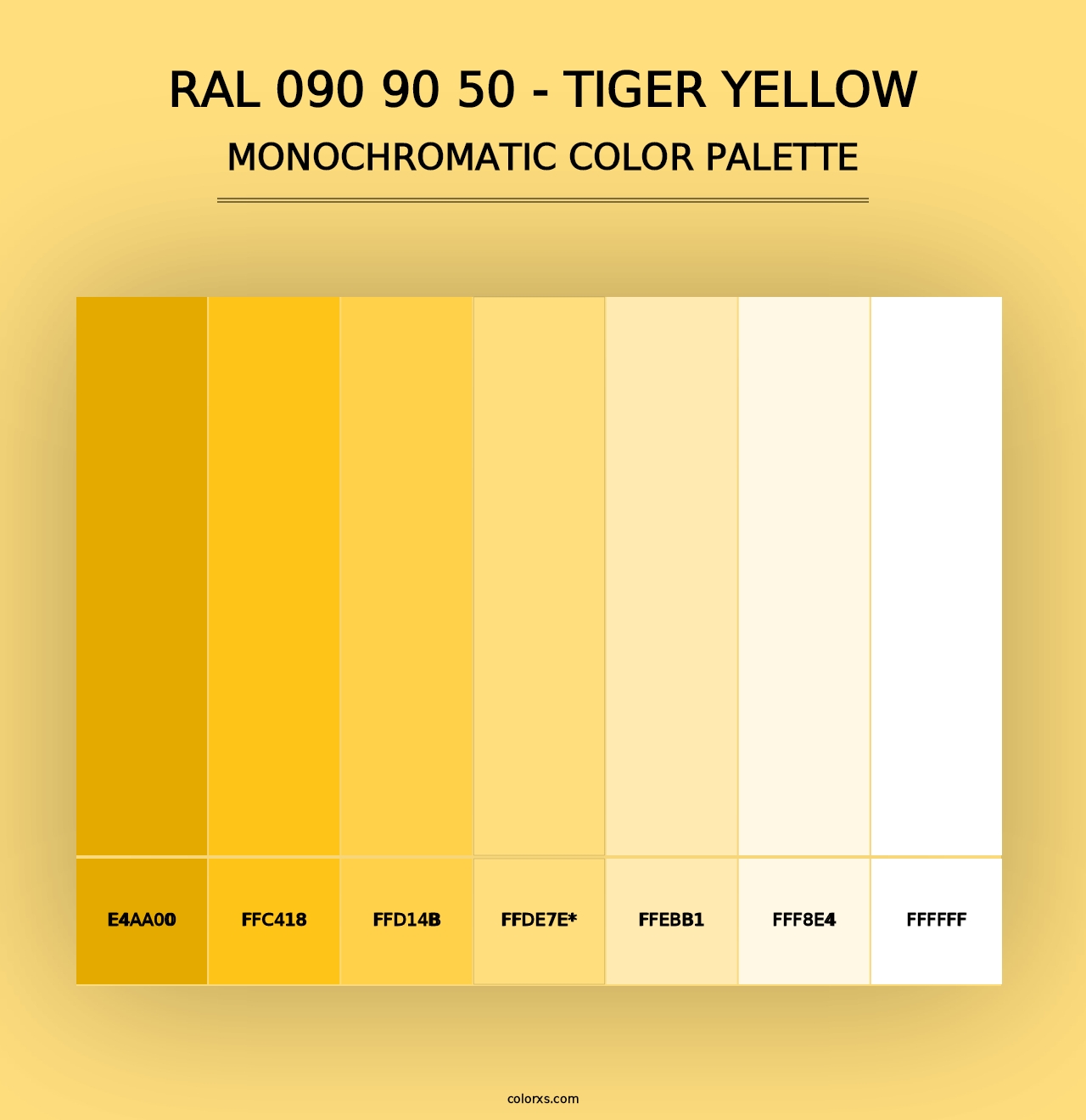 RAL 090 90 50 - Tiger Yellow - Monochromatic Color Palette