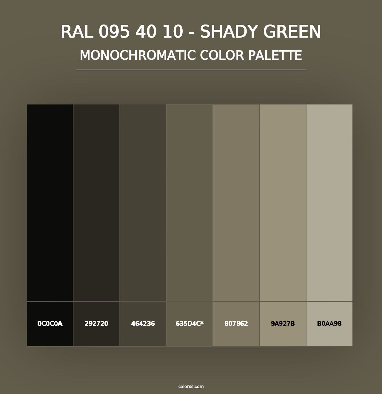 RAL 095 40 10 - Shady Green - Monochromatic Color Palette