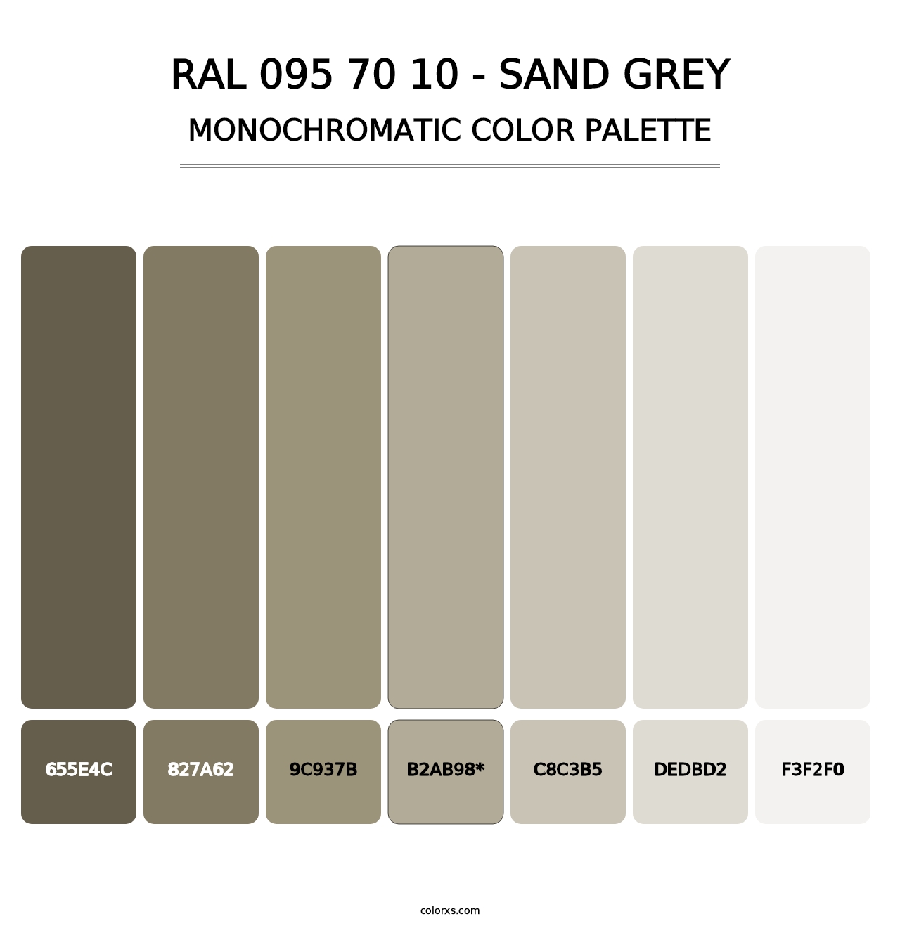 RAL 095 70 10 - Sand Grey - Monochromatic Color Palette