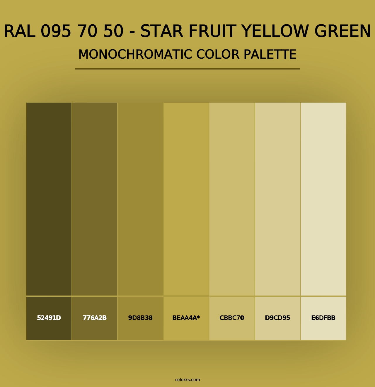 RAL 095 70 50 - Star Fruit Yellow Green - Monochromatic Color Palette