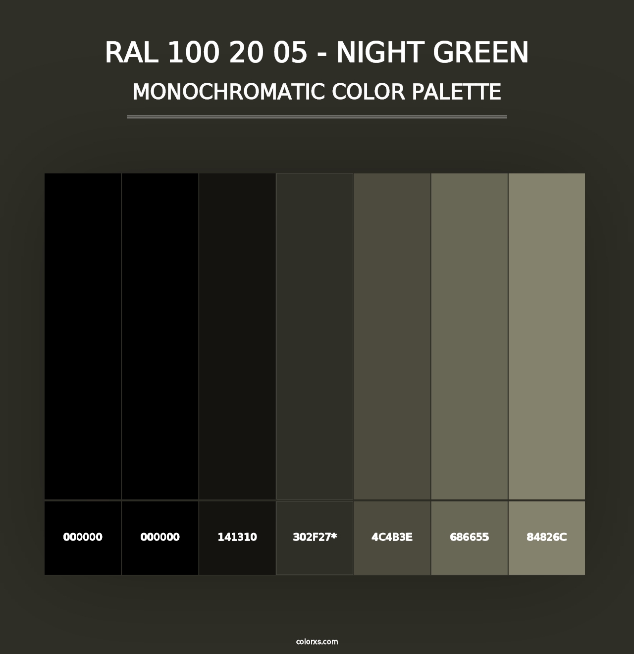 RAL 100 20 05 - Night Green - Monochromatic Color Palette