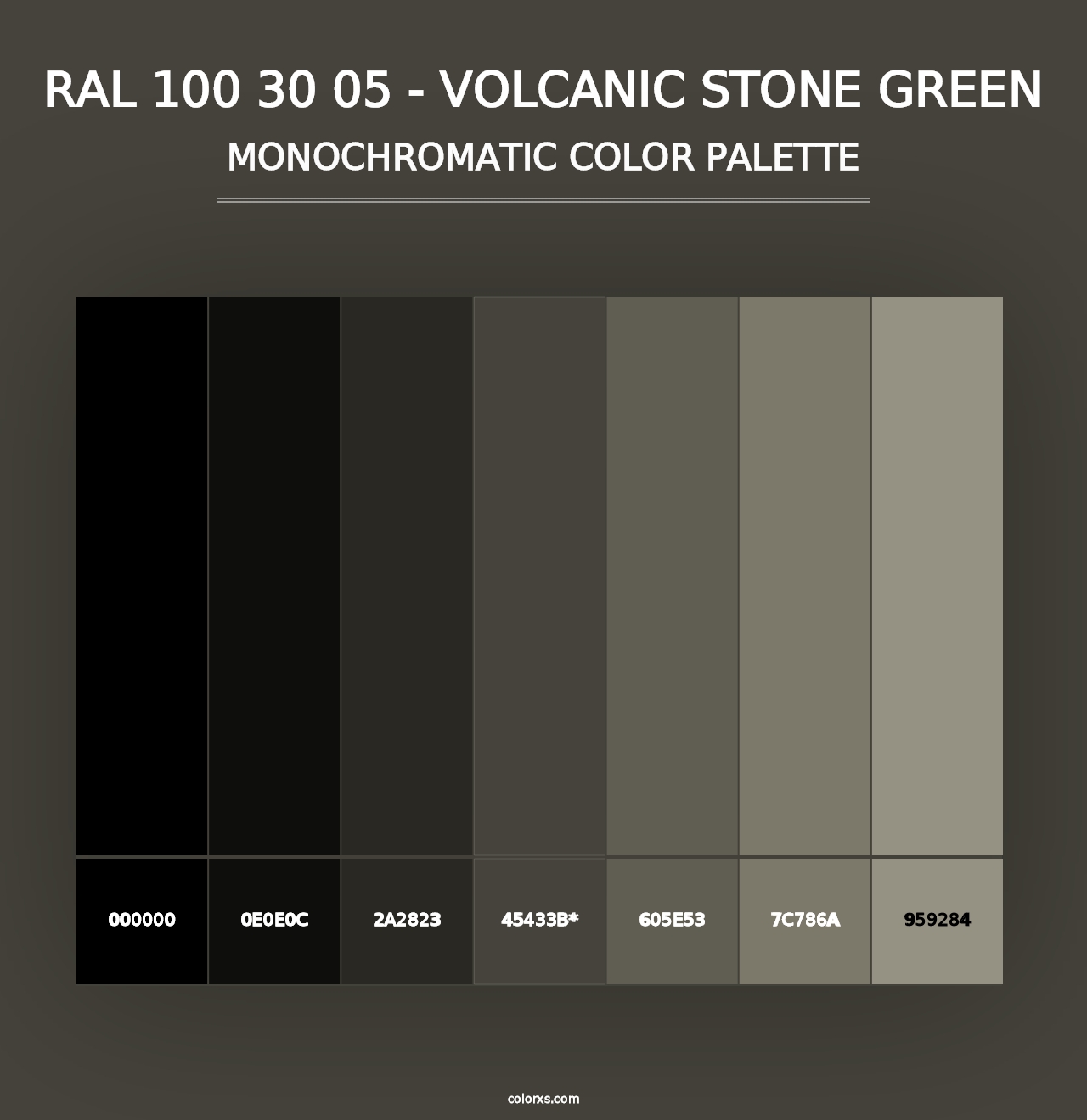 RAL 100 30 05 - Volcanic Stone Green - Monochromatic Color Palette