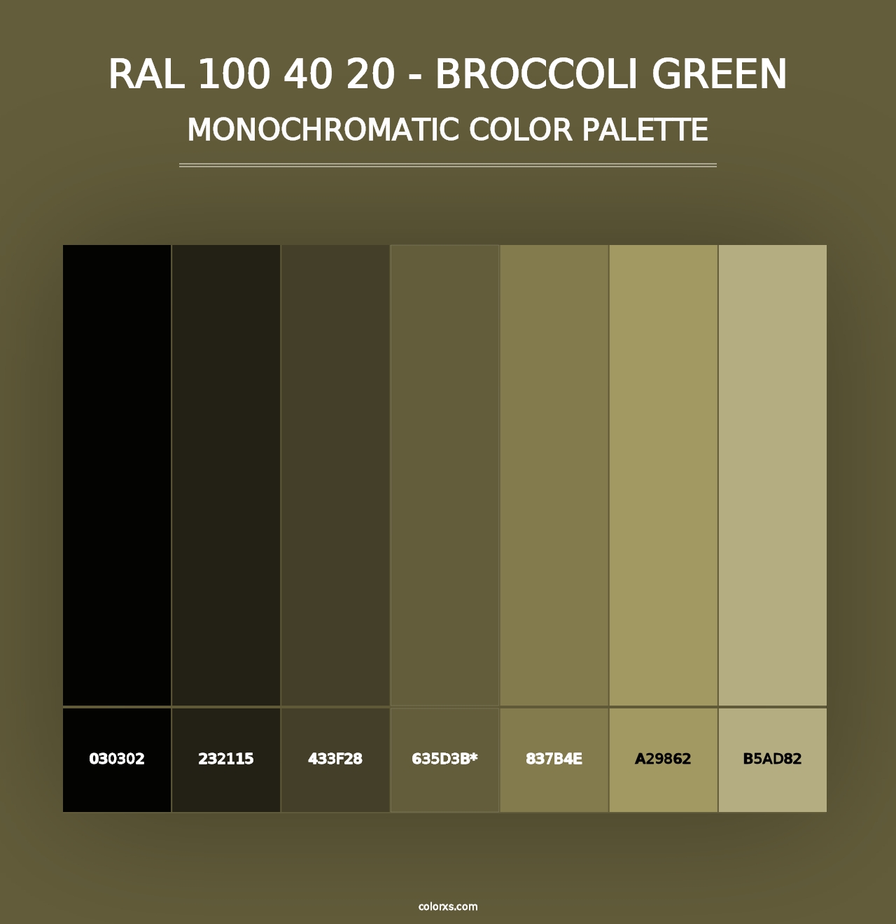 RAL 100 40 20 - Broccoli Green - Monochromatic Color Palette