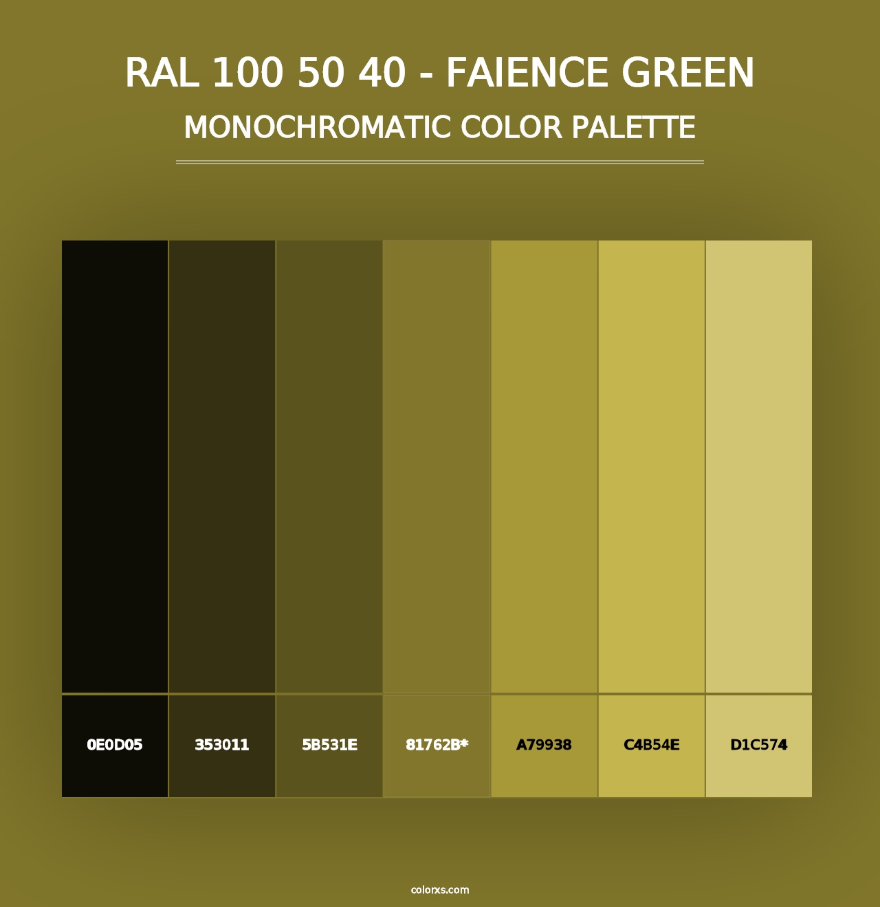 RAL 100 50 40 - Faience Green - Monochromatic Color Palette