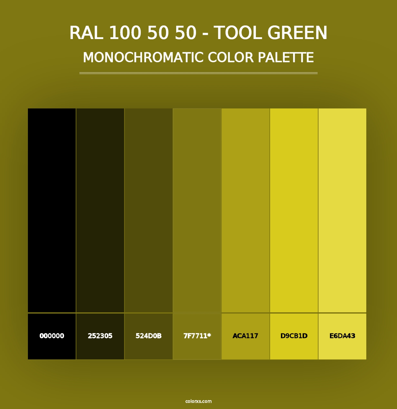 RAL 100 50 50 - Tool Green - Monochromatic Color Palette