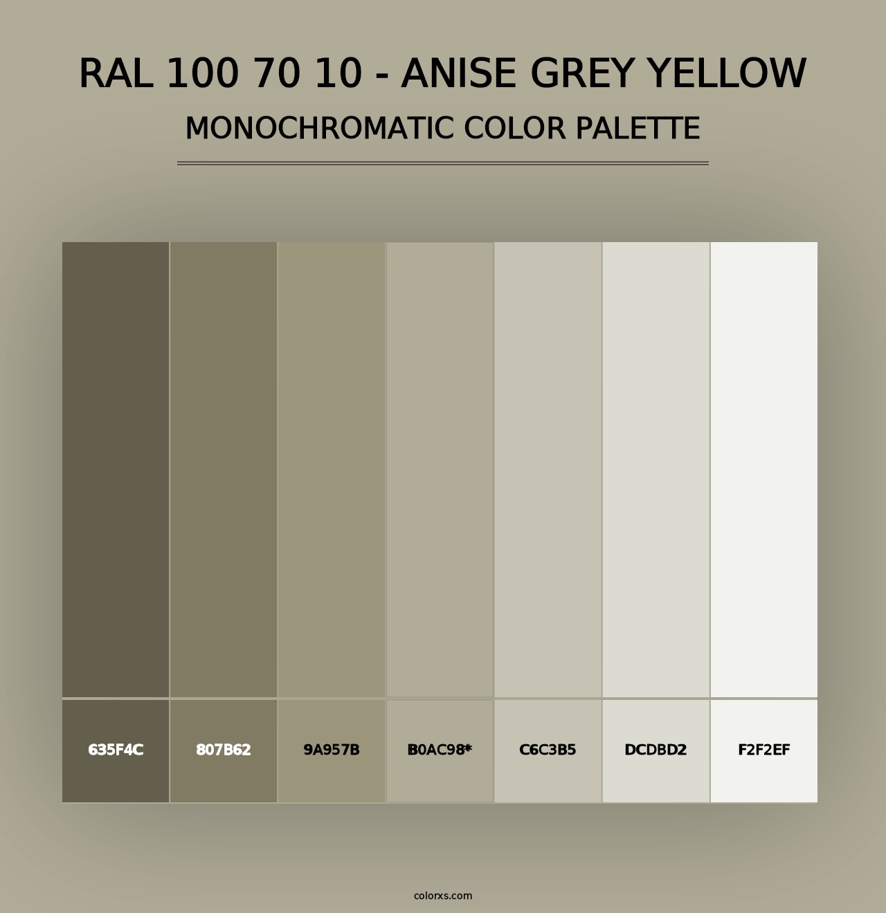 RAL 100 70 10 - Anise Grey Yellow - Monochromatic Color Palette